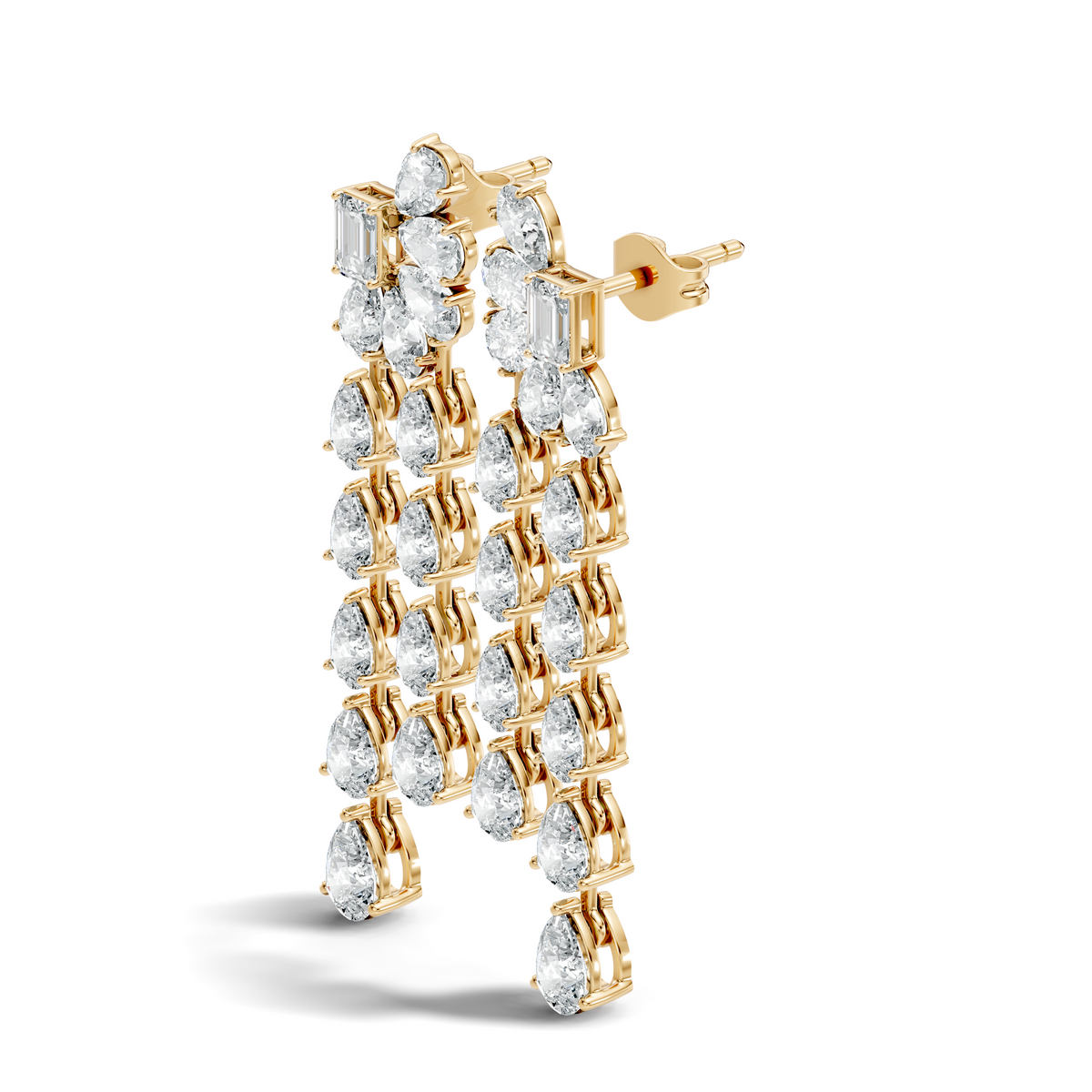 Gold 3Ct Emerald Swirl Cluster Lab Grown Diamond Zoryn Earring