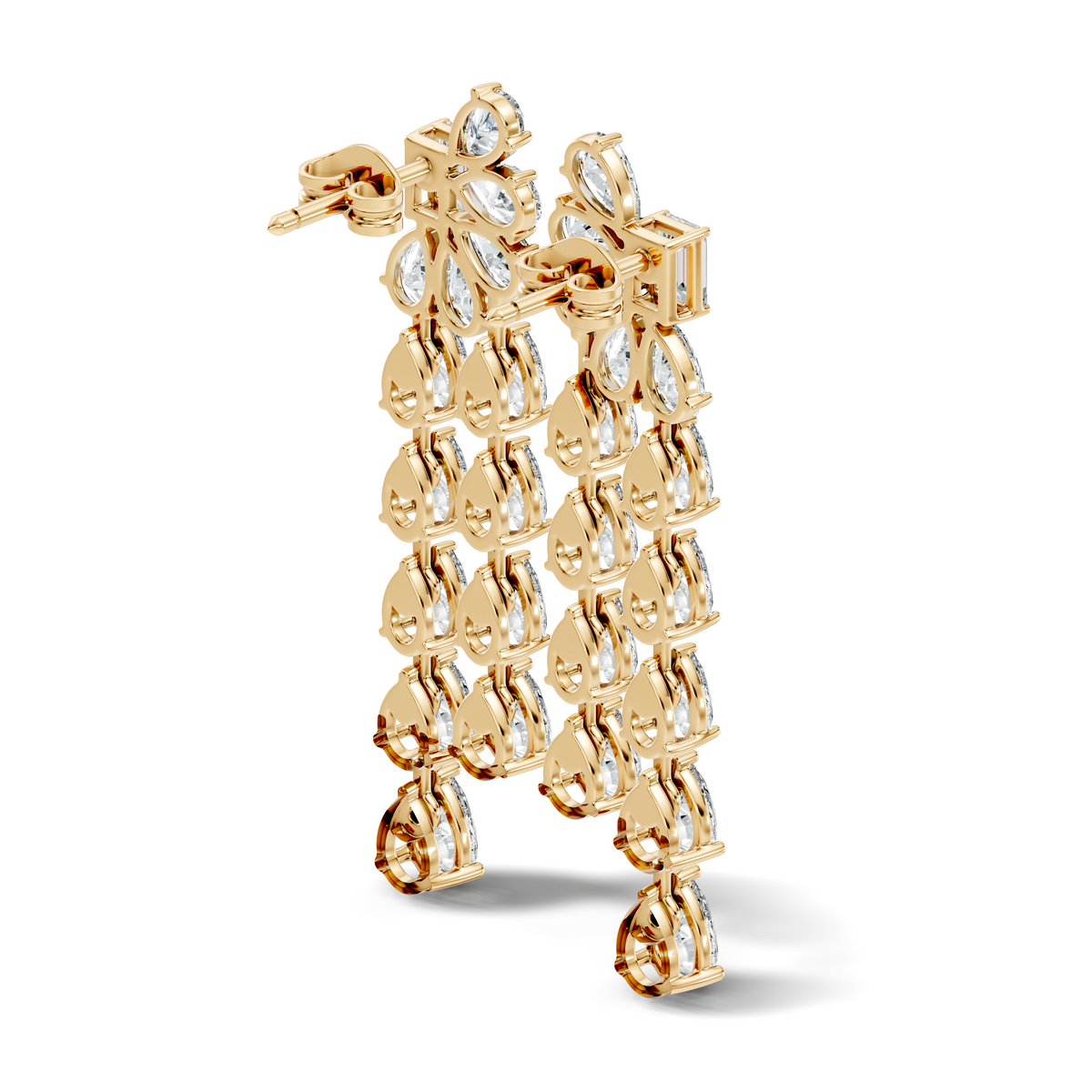 Gold 3Ct Emerald Swirl Cluster Lab Grown Diamond Zoryn Earring