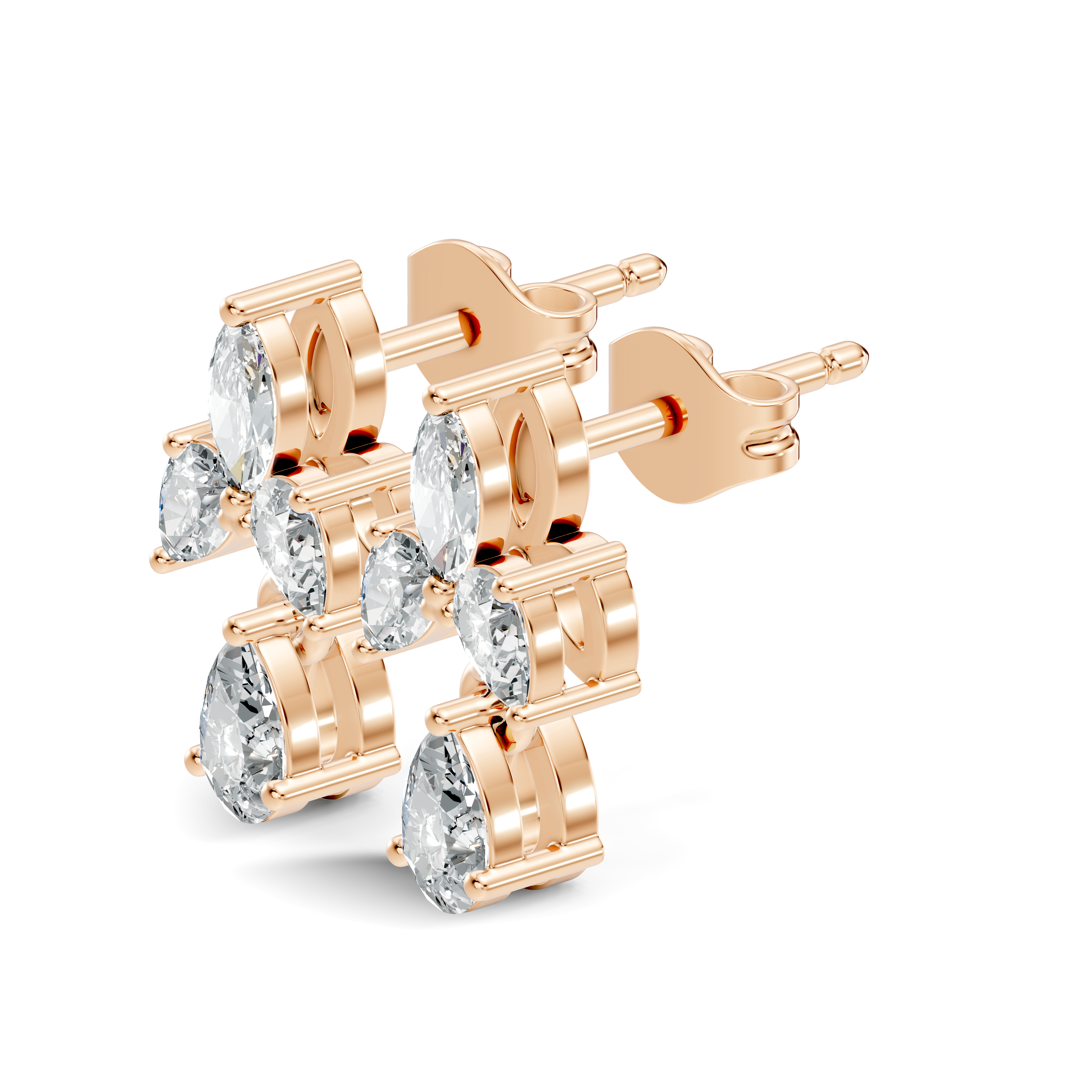 Gold Floral Drop Design Marquise Lab Grown Diamond Arvex Earring