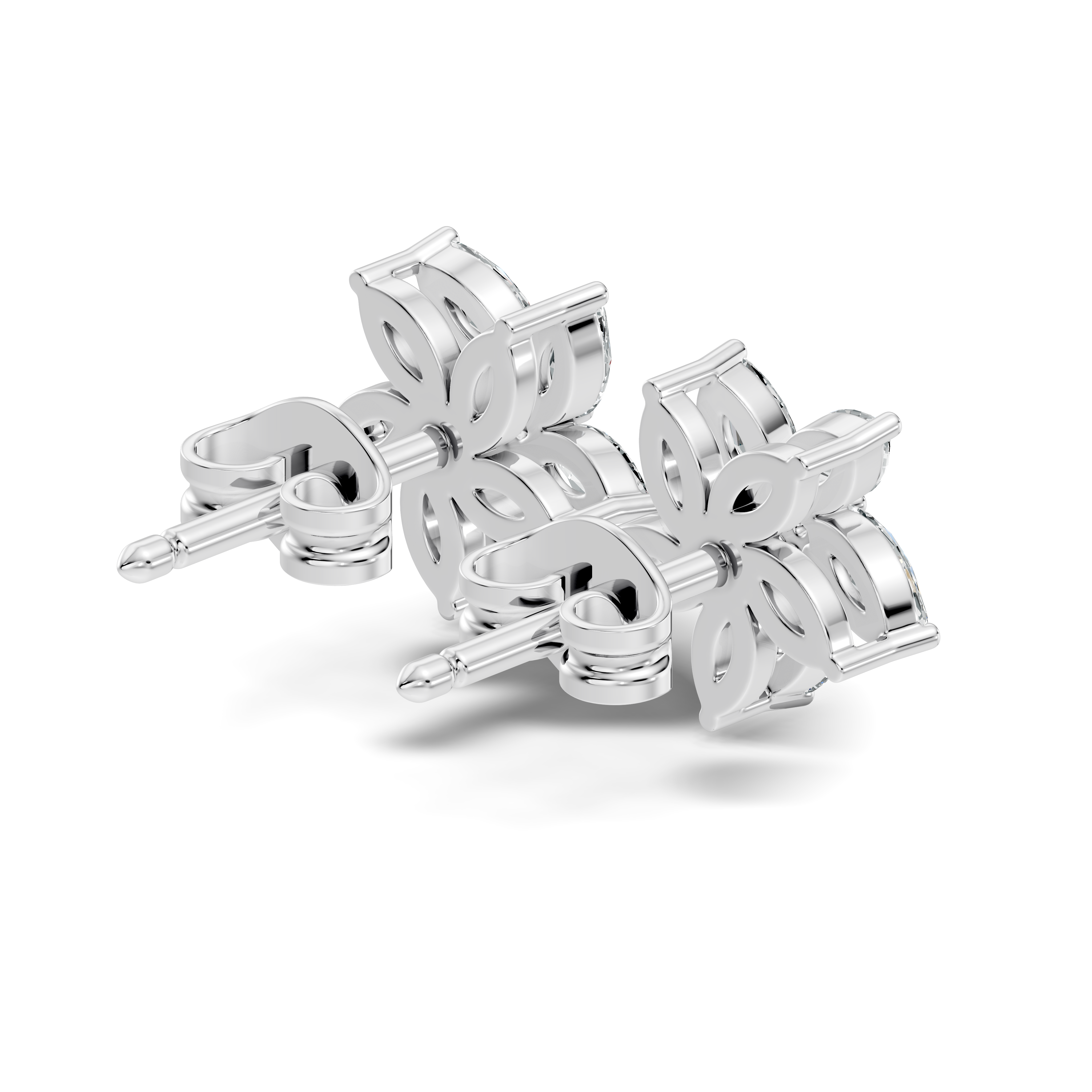 Gold Floral Petal Design Marquise Lab Grown Diamond Elzor Earring