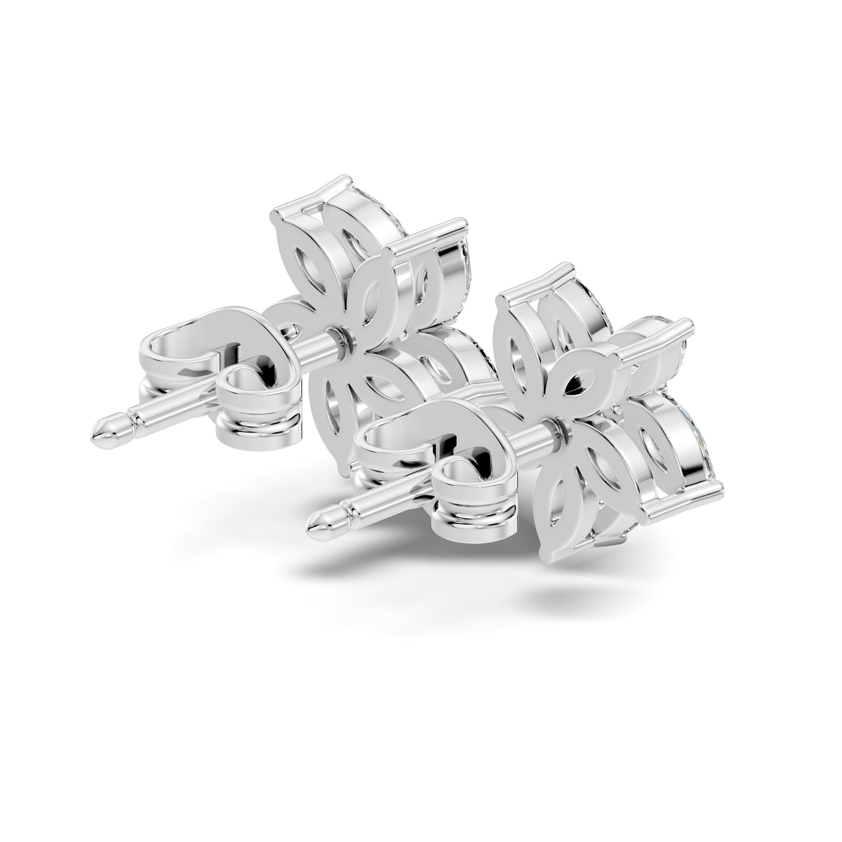 Gold Floral Petal Design Marquise Lab Grown Diamond Elzor Earring