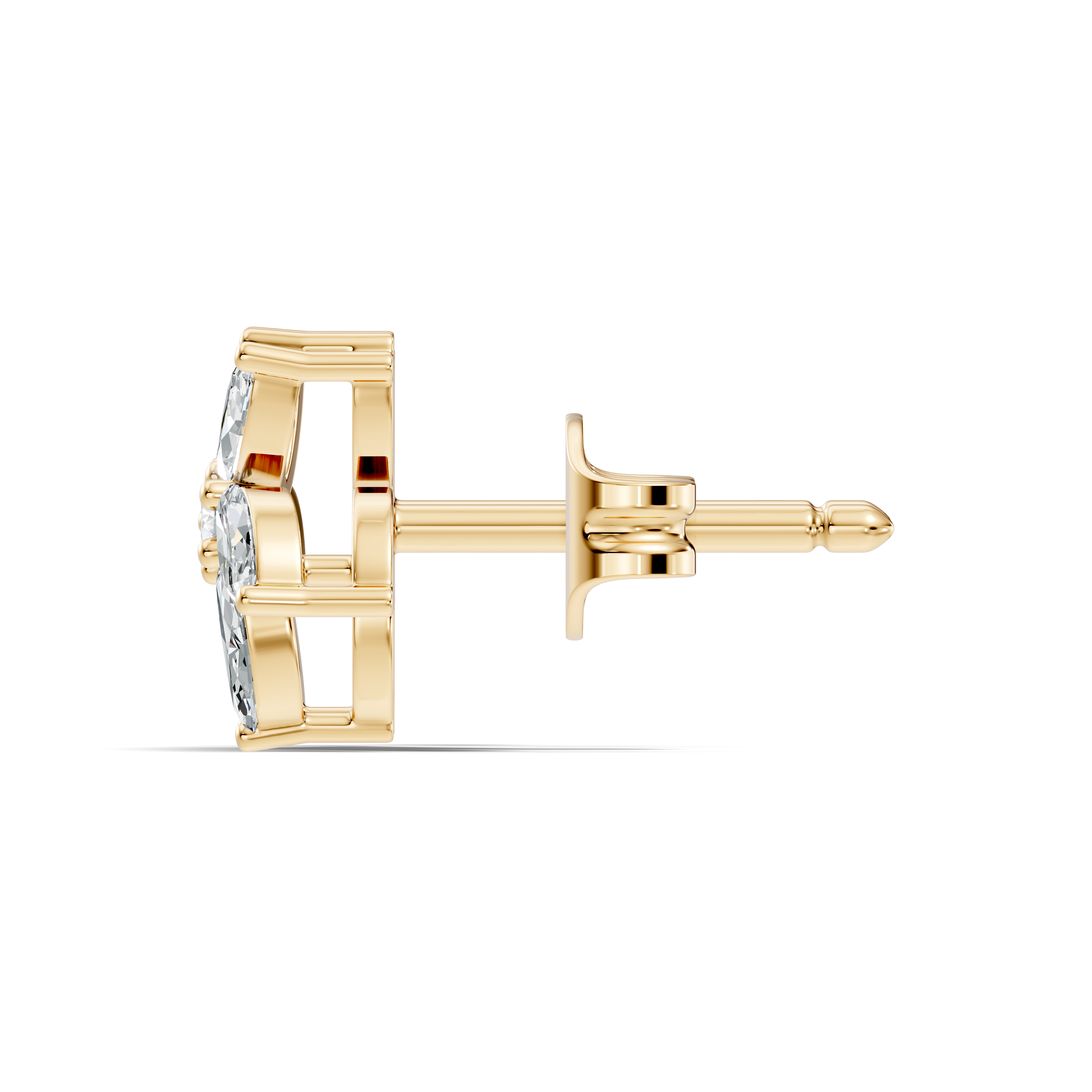 Gold Floral Petal Design Marquise Lab Grown Diamond Elzor Earring