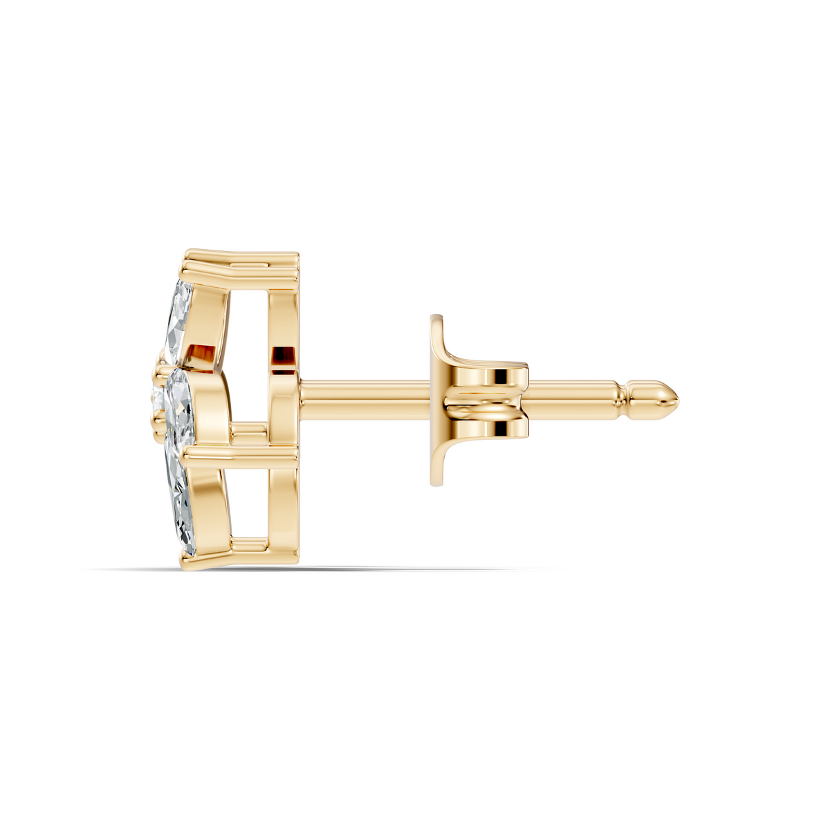 Gold Floral Petal Design Marquise Lab Grown Diamond Elzor Earring