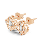 Gold Petal Swirl Emerald Lab Grown Diamond Flira Earring