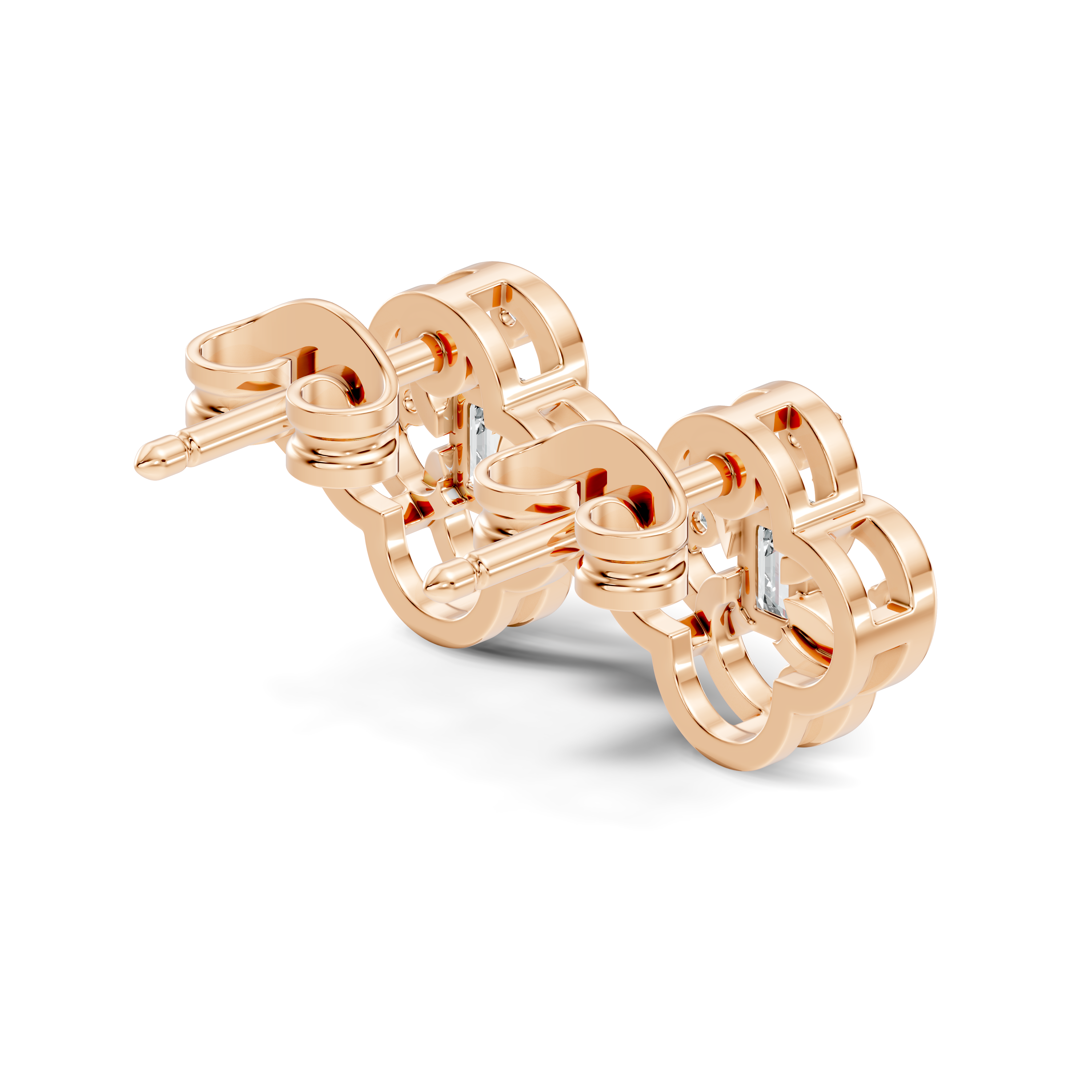 Gold Petal Swirl Emerald Lab Grown Diamond Flira Earring