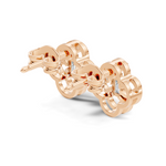 Gold Petal Swirl Emerald Lab Grown Diamond Flira Earring
