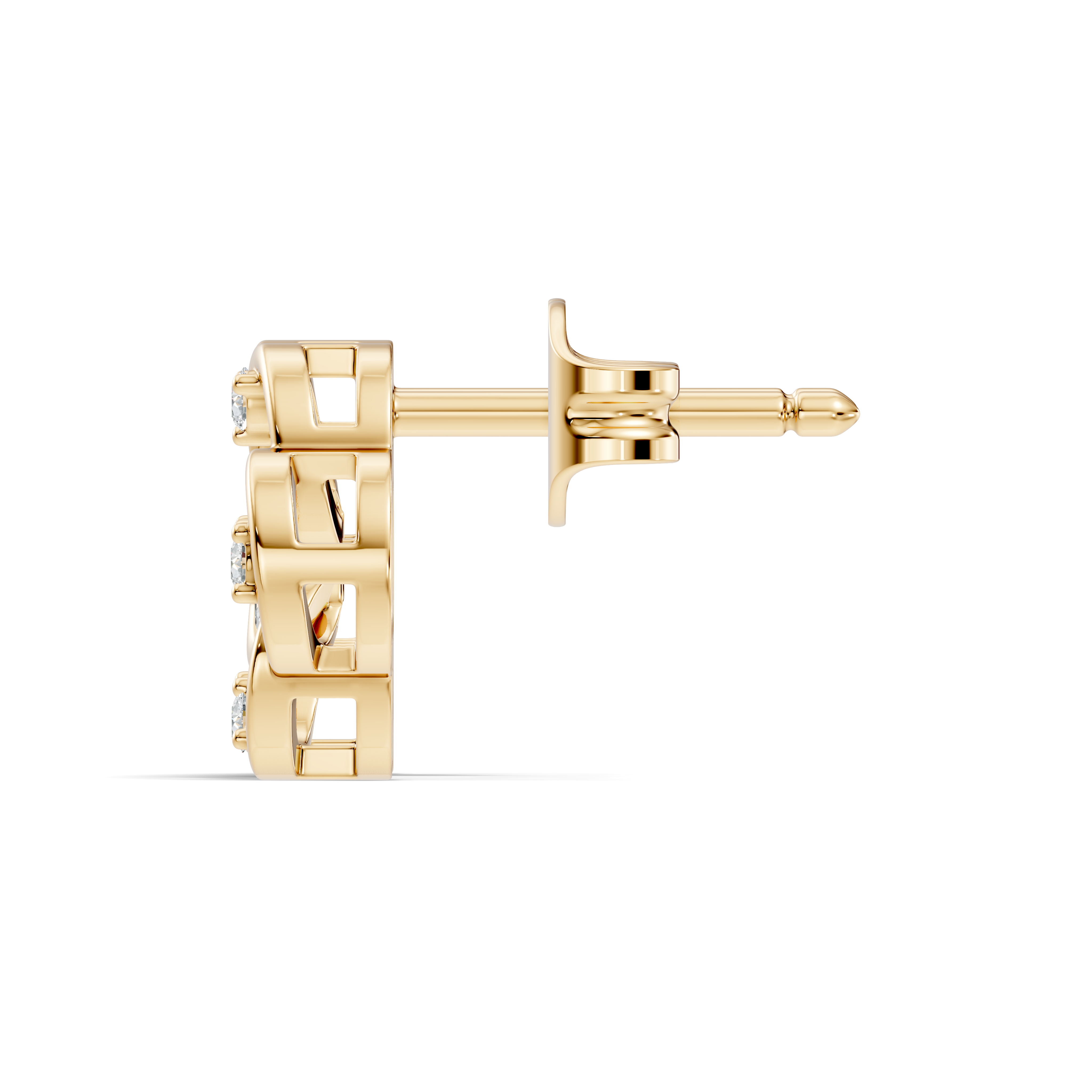 Gold Petal Swirl Emerald Lab Grown Diamond Flira Earring