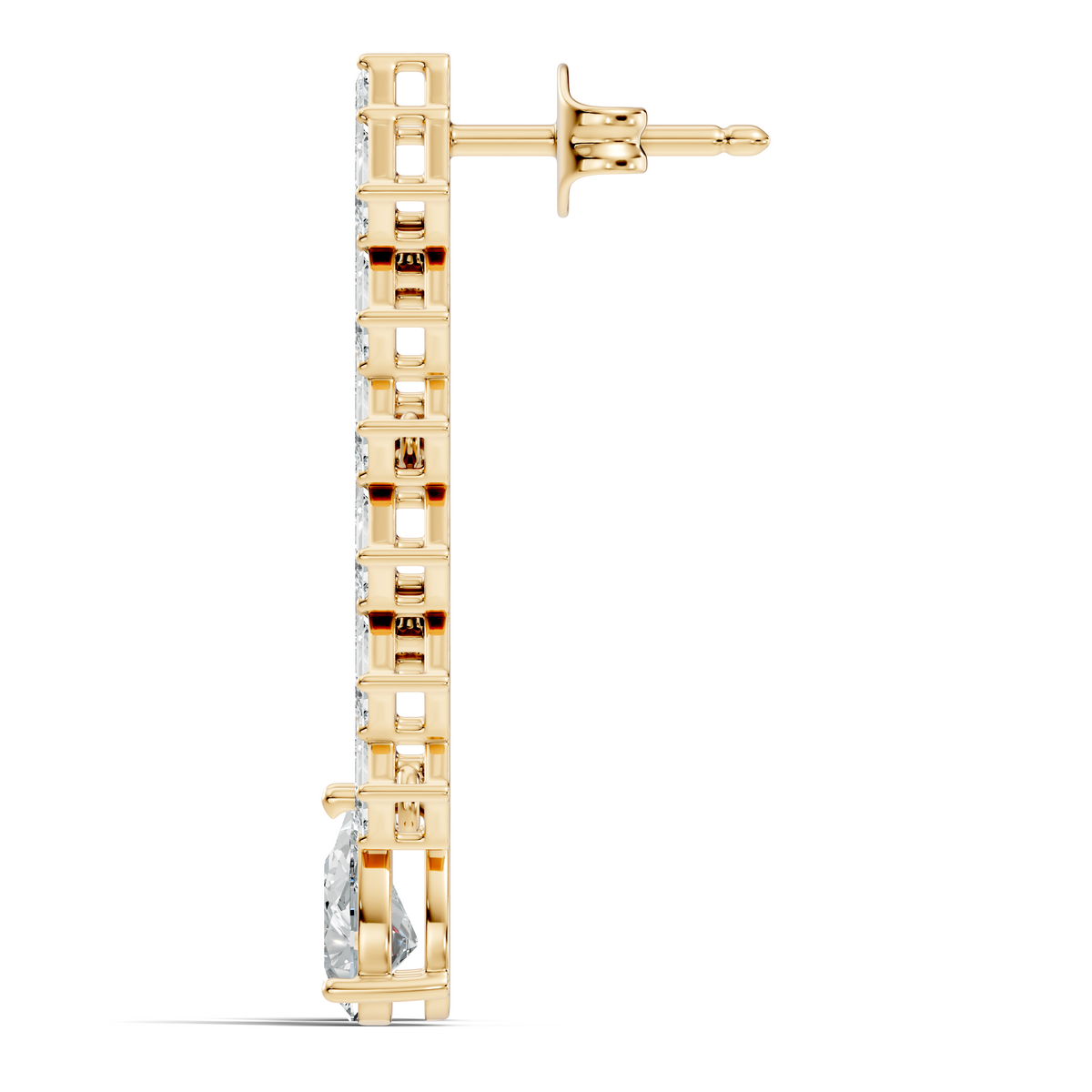 Gold 2Ct Zigzag Emerald Cluster Drop Lab Grown Diamond Quyra Earring