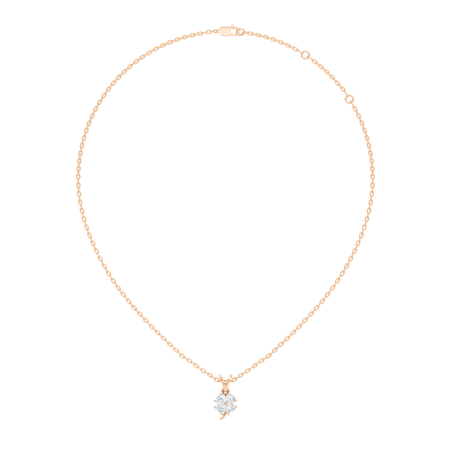 Gold Floral Cluster Prong Setting Heart Lab Grown Diamond Avena Pendant