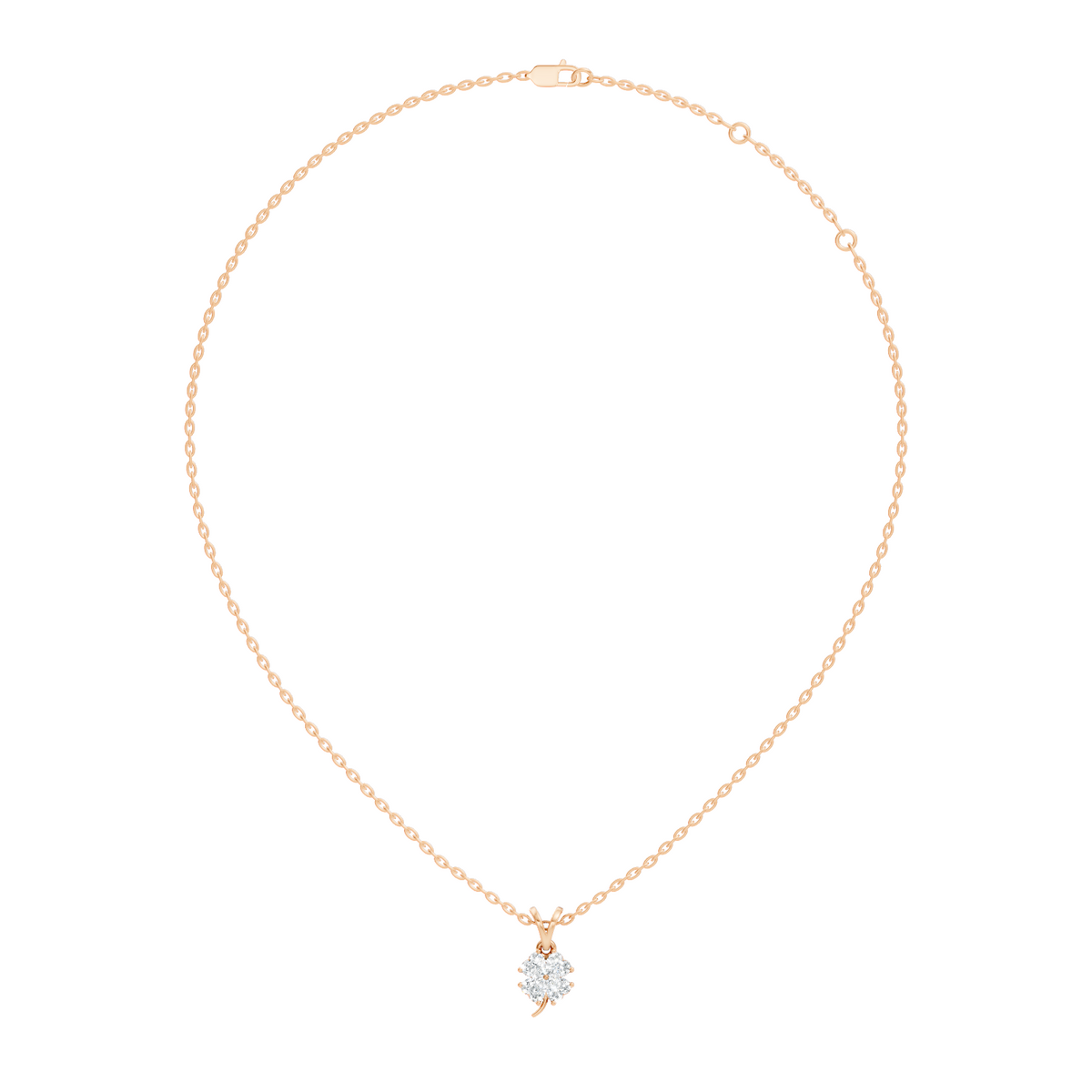 Gold Floral Cluster Prong Setting Heart Lab Grown Diamond Avena Pendant