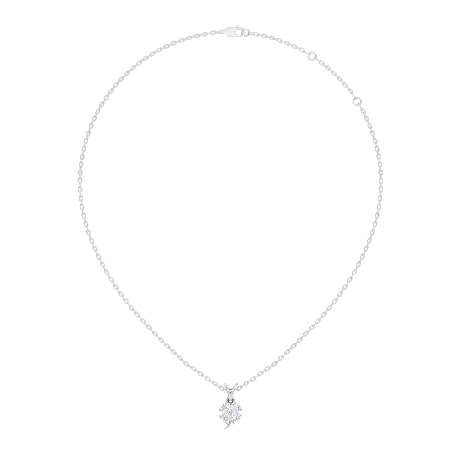 Gold Floral Cluster Prong Setting Heart Lab Grown Diamond Avena Pendant