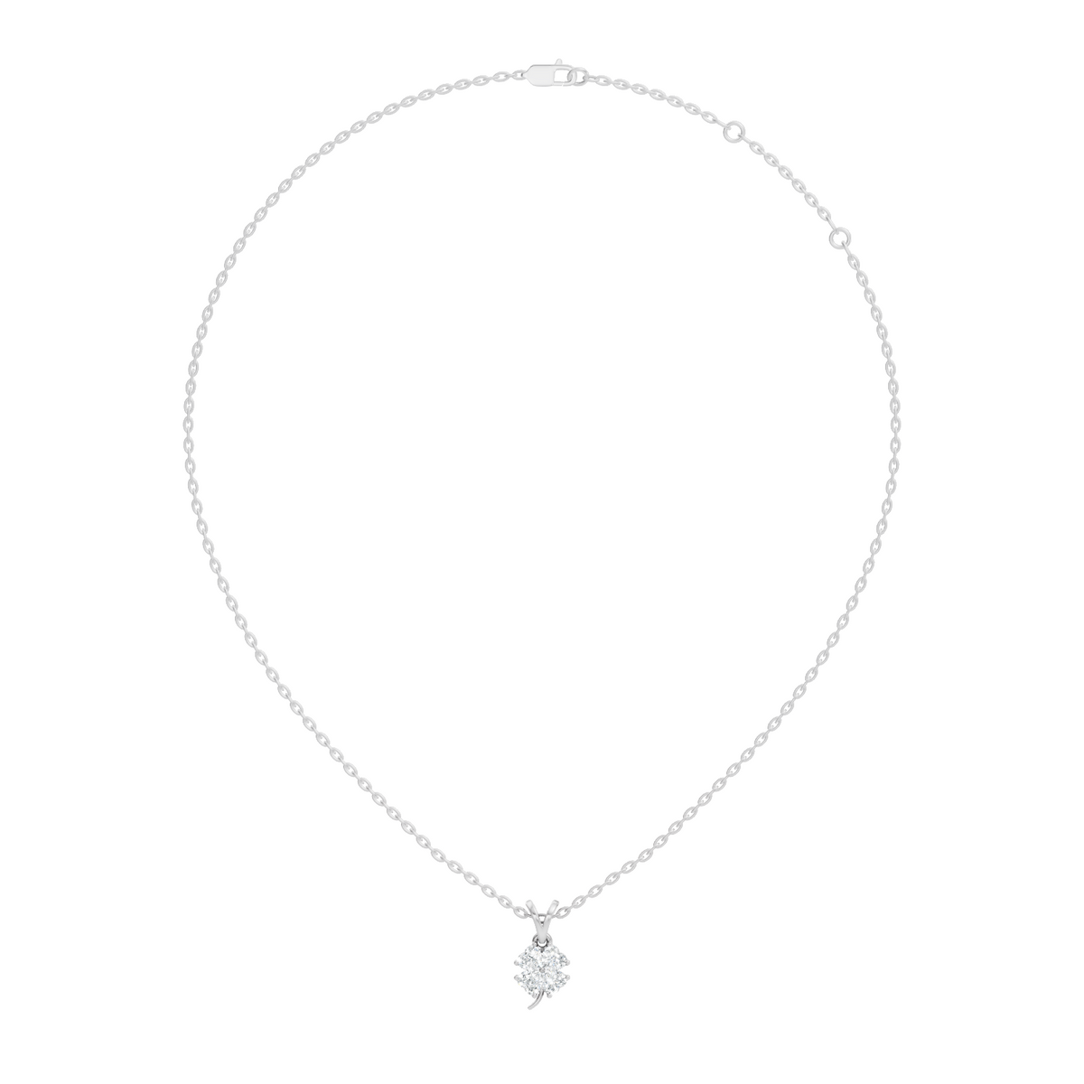 Gold Floral Cluster Prong Setting Heart Lab Grown Diamond Avena Pendant