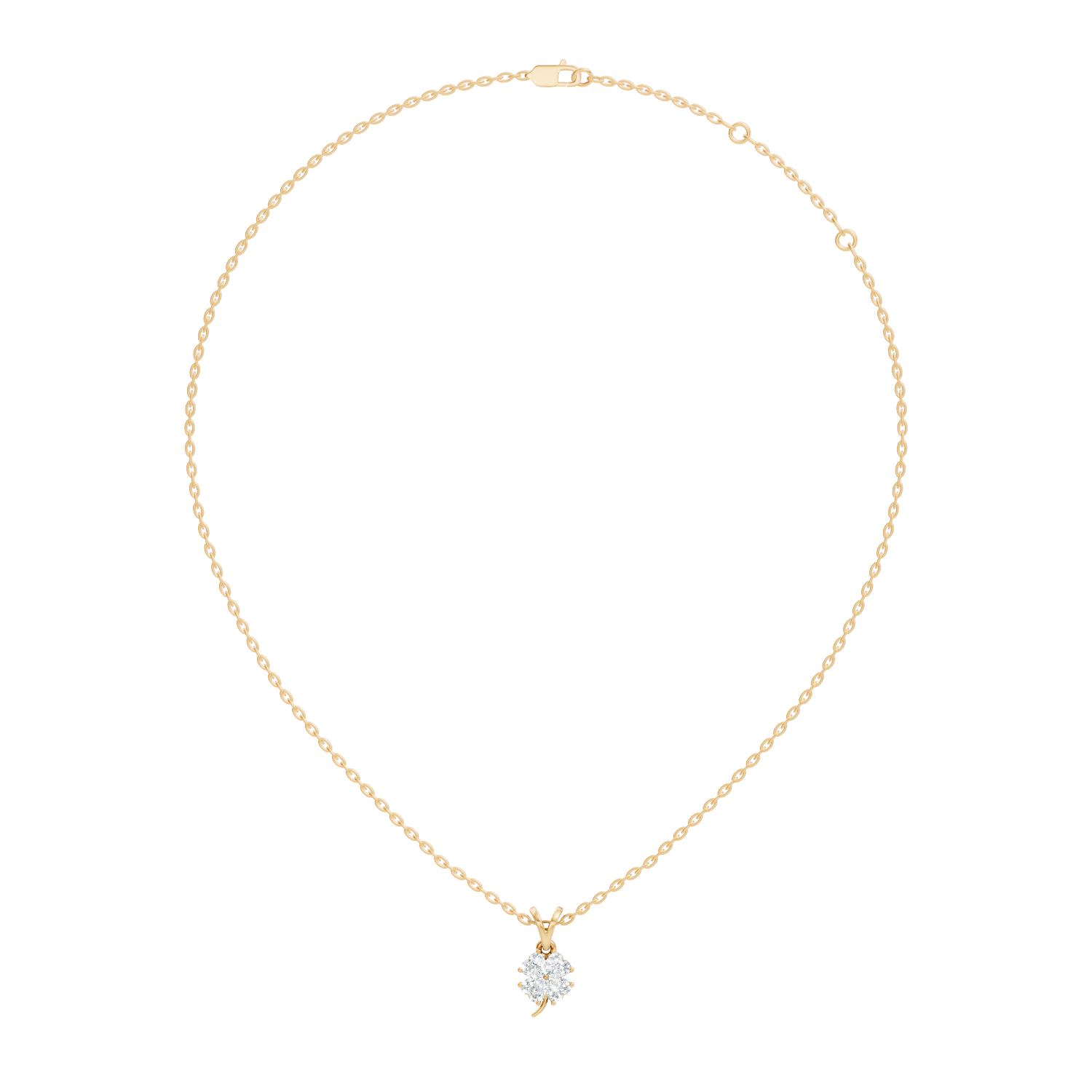 Gold Floral Cluster Prong Setting Heart Lab Grown Diamond Avena Pendant