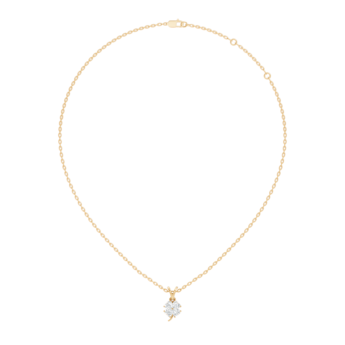 Gold Floral Cluster Prong Setting Heart Lab Grown Diamond Avena Pendant