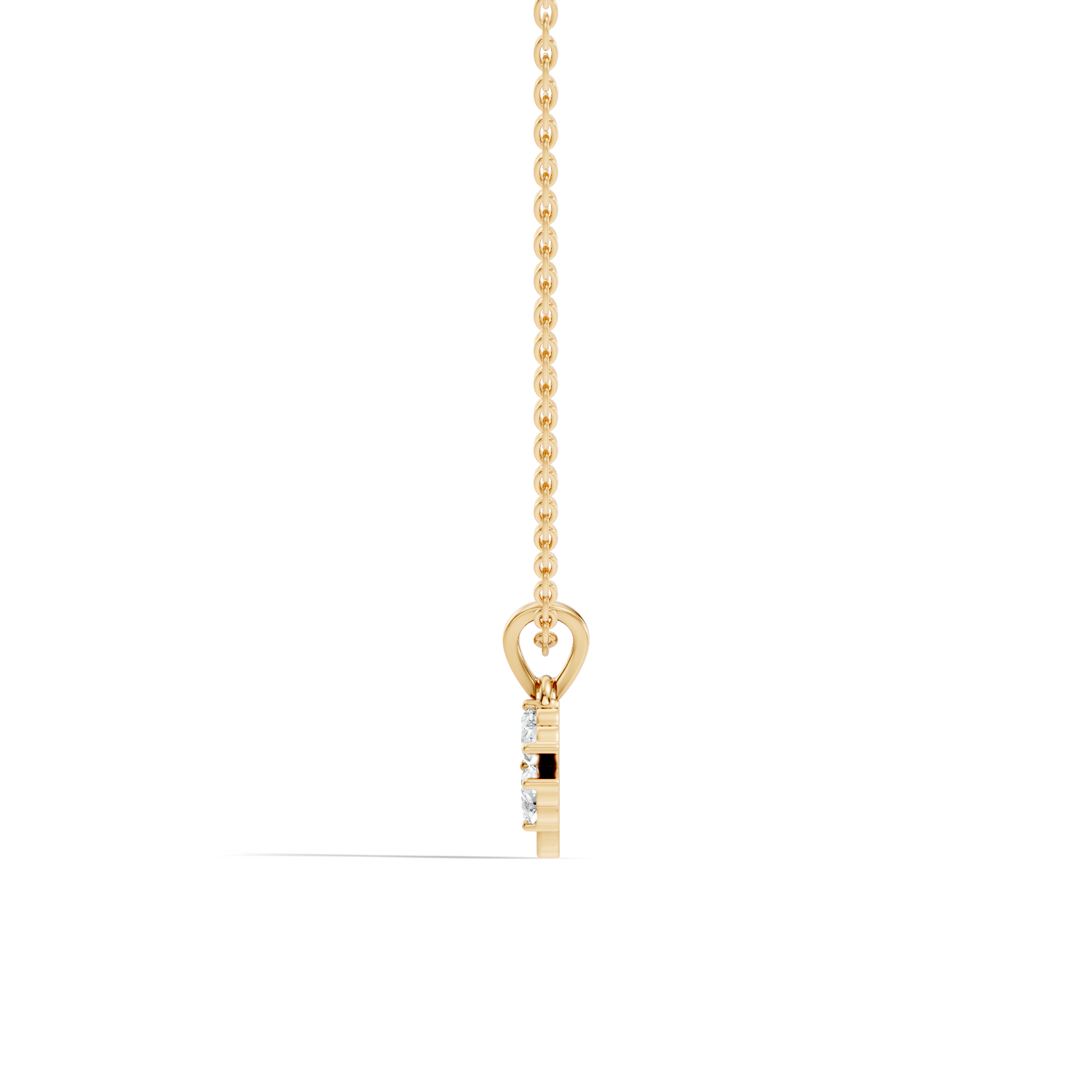Gold Floral Cluster Prong Setting Heart Lab Grown Diamond Avena Pendant