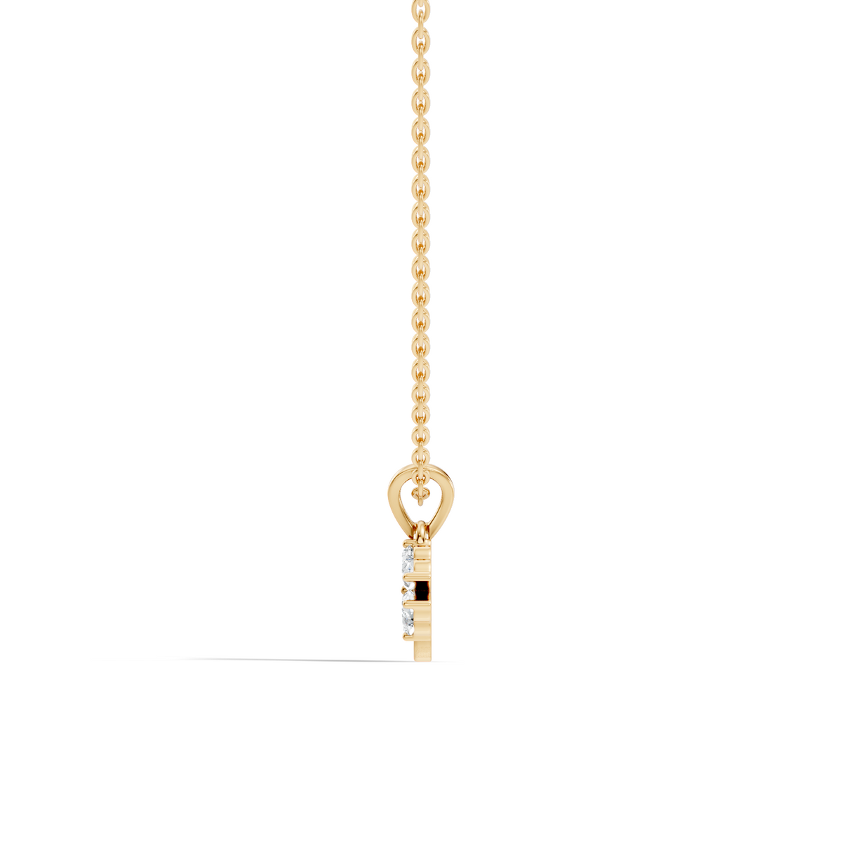 Gold Floral Cluster Prong Setting Heart Lab Grown Diamond Avena Pendant