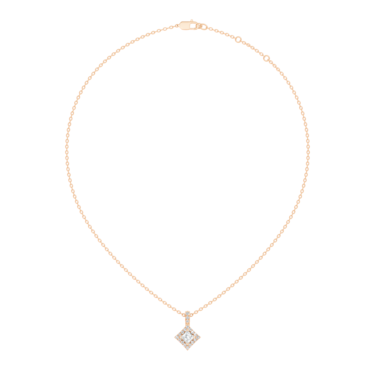Gold Halo Setting Princess Lab Grown Diamond Arlyn Pendant