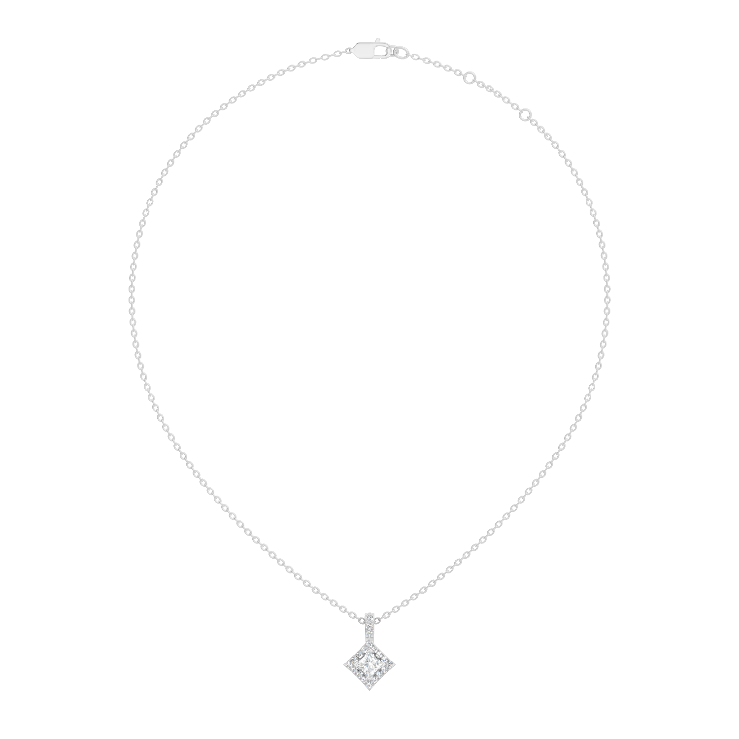 Gold Halo Setting Princess Lab Grown Diamond Arlyn Pendant