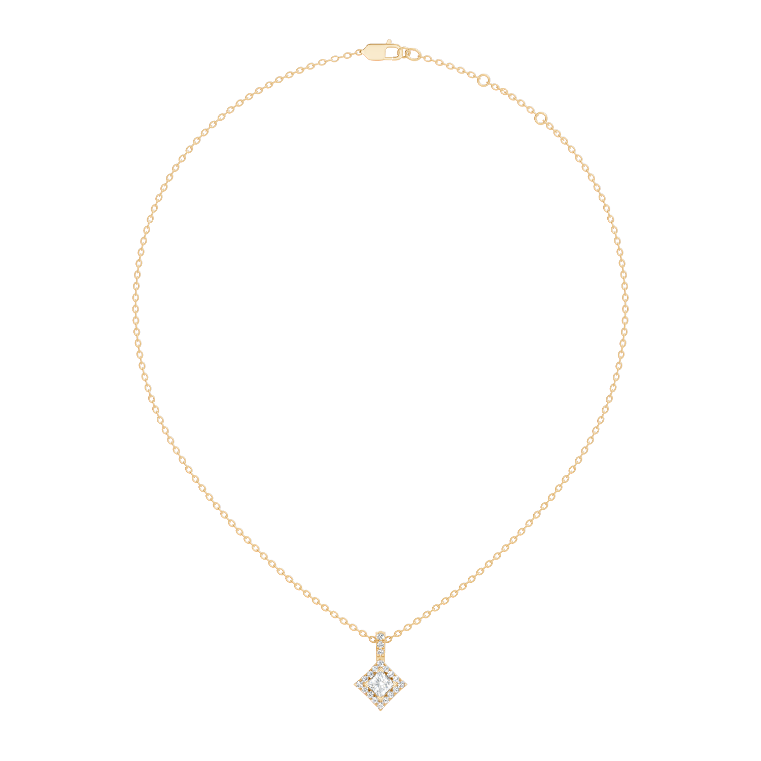 Gold Halo Setting Princess Lab Grown Diamond Arlyn Pendant