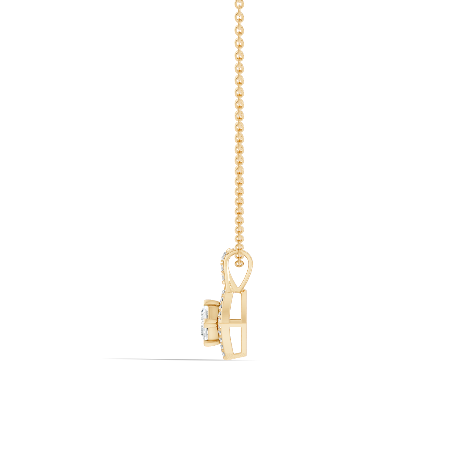 Gold Halo Setting Princess Lab Grown Diamond Arlyn Pendant