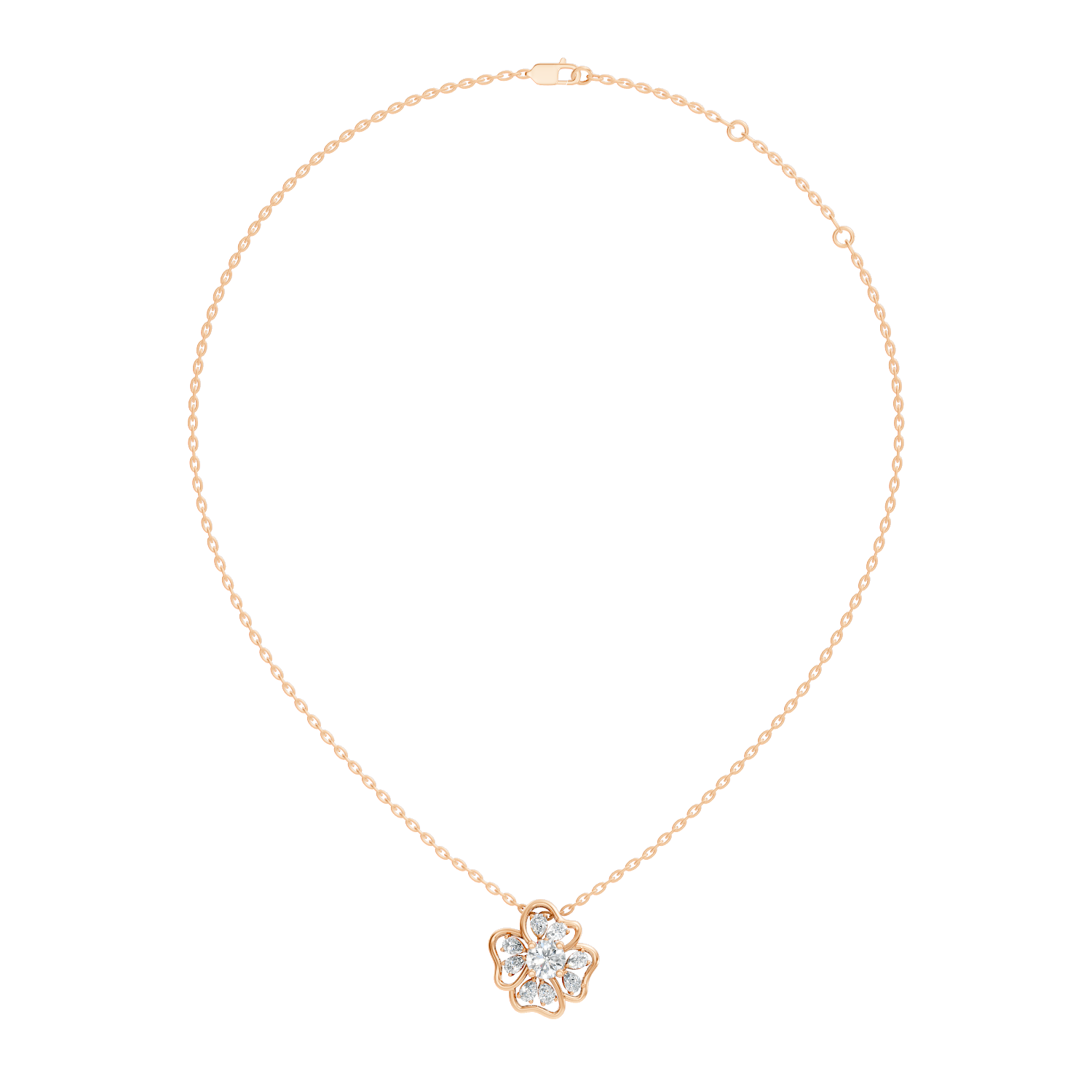 Gold Cluster Setting Pear Lab Grown Diamond Avyra Pendant