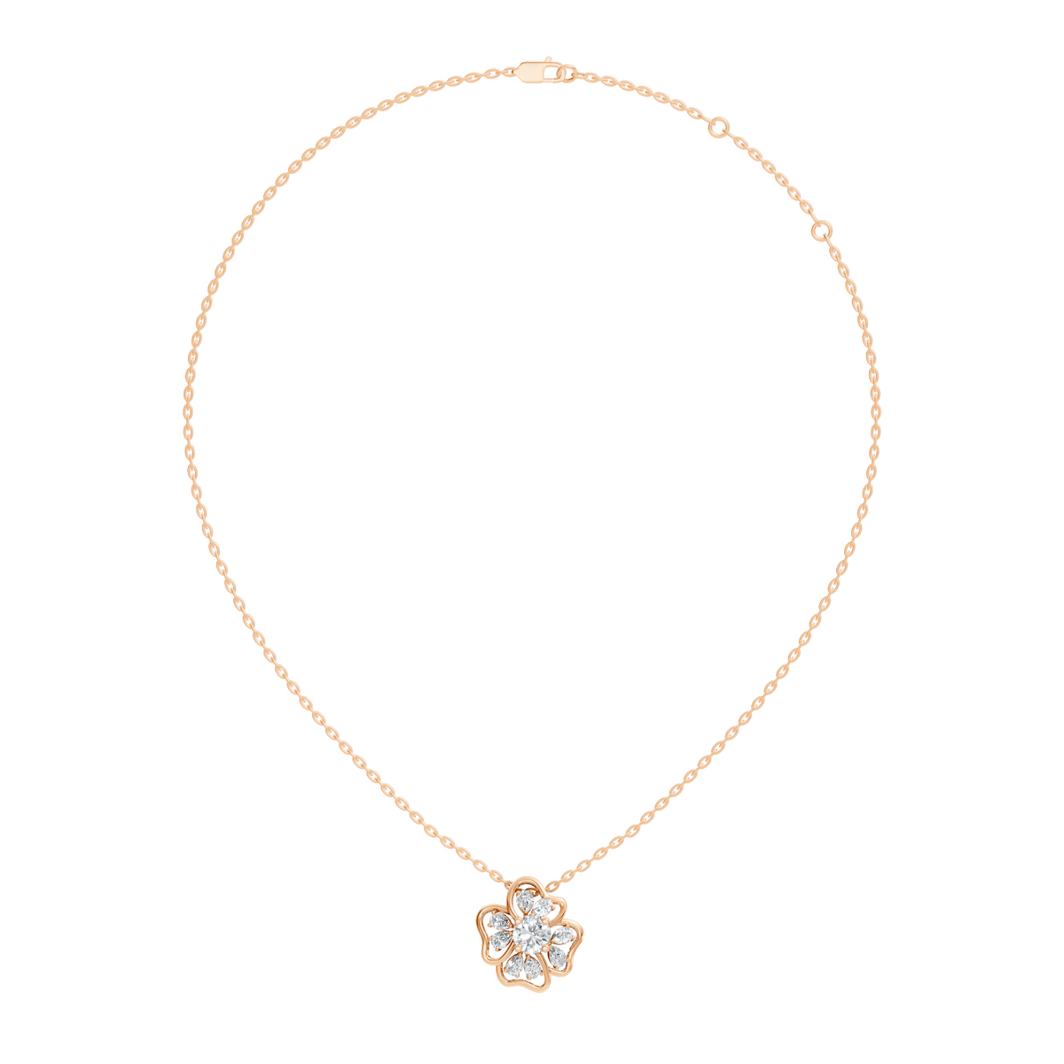 Gold Cluster Setting Pear Lab Grown Diamond Avyra Pendant