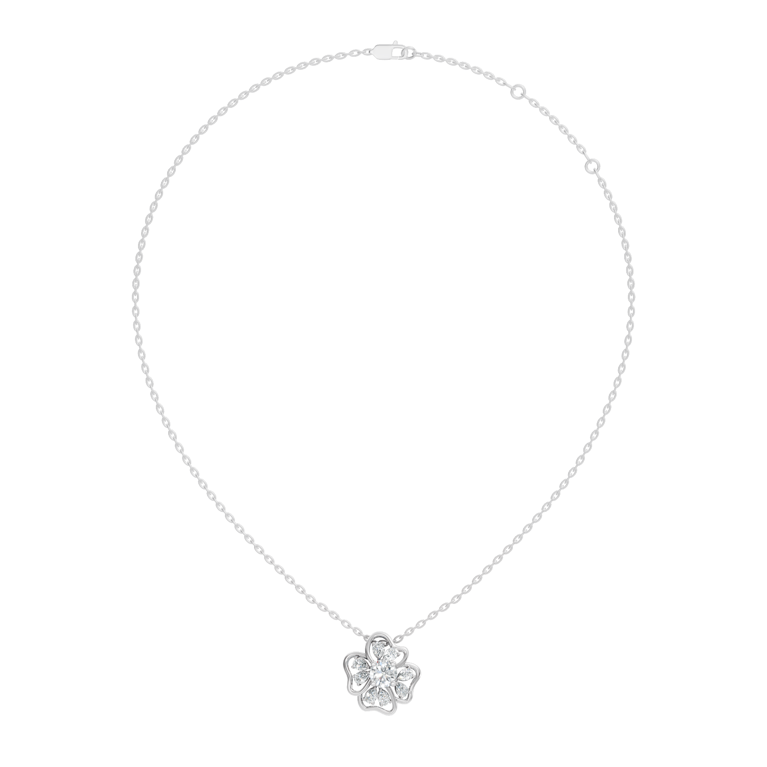 Gold Cluster Setting Pear Lab Grown Diamond Avyra Pendant