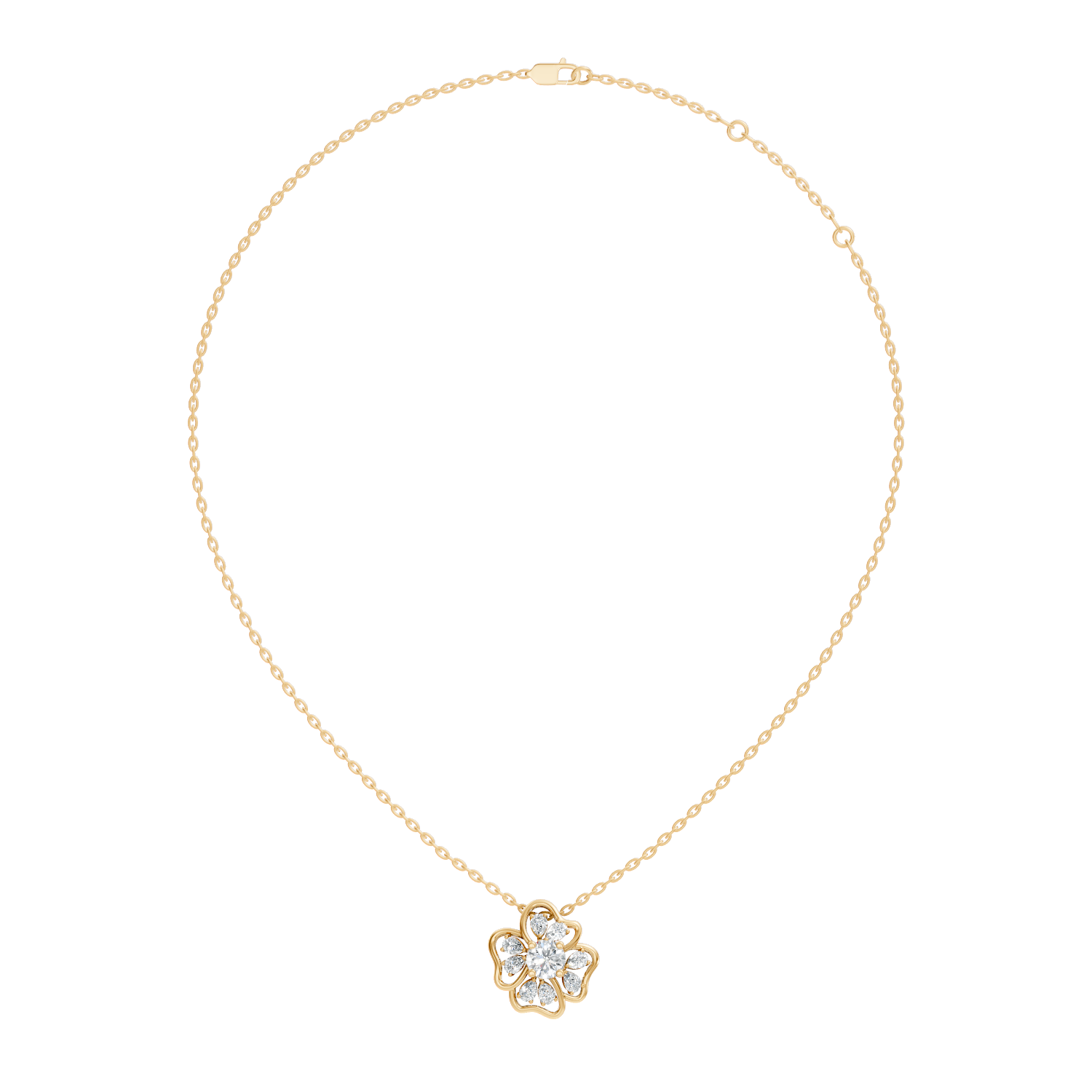 Gold Cluster Setting Pear Lab Grown Diamond Avyra Pendant