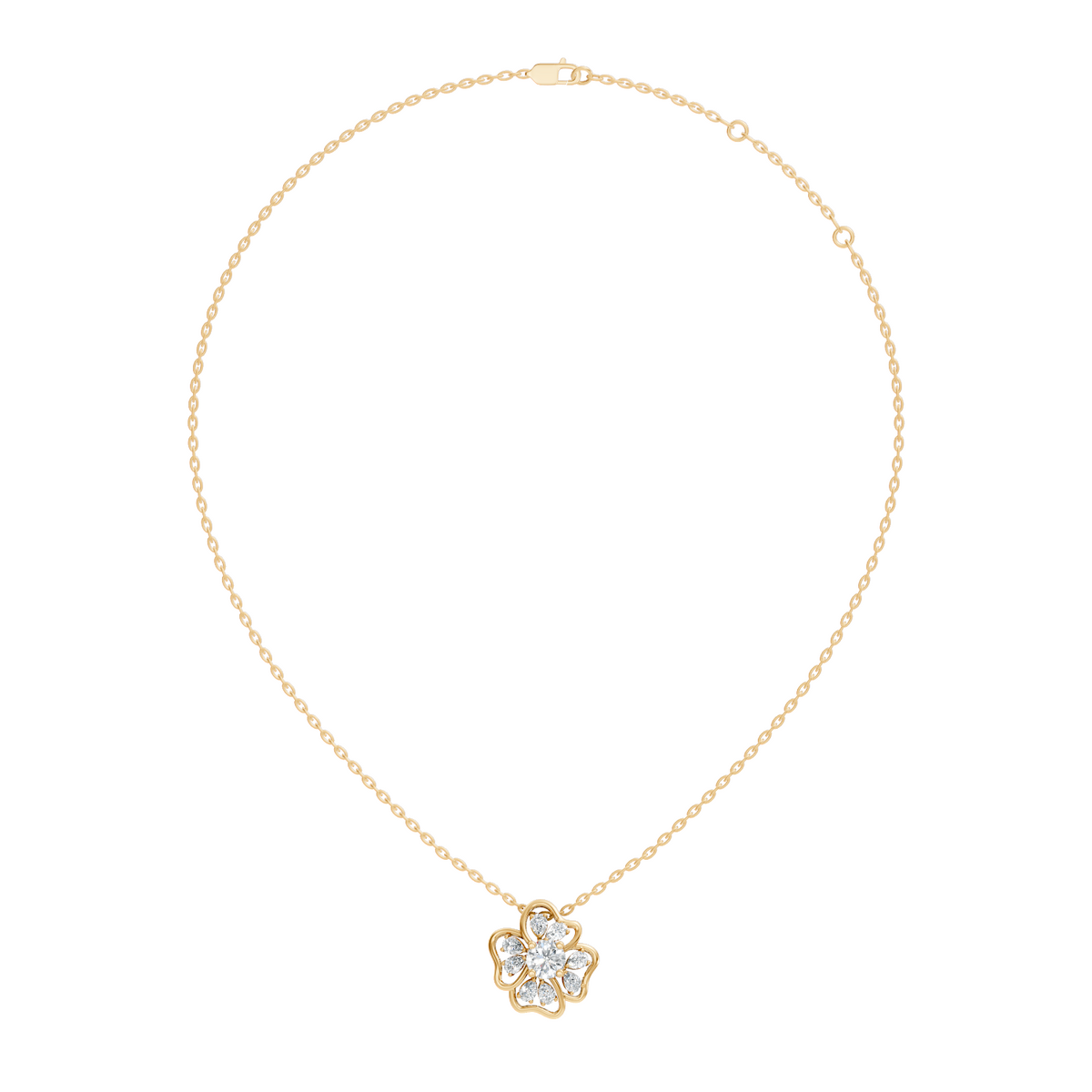 Gold Cluster Setting Pear Lab Grown Diamond Avyra Pendant