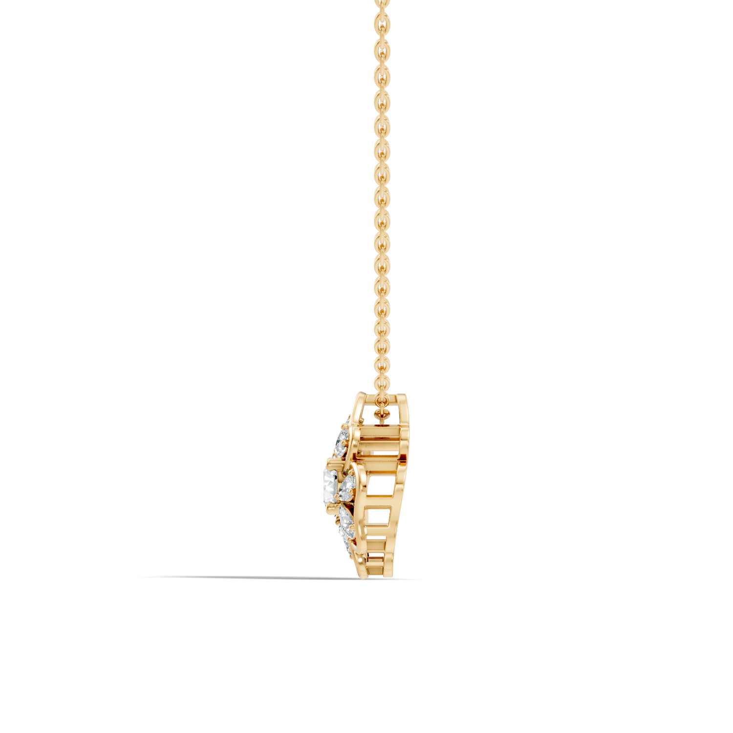 Gold Cluster Setting Pear Lab Grown Diamond Avyra Pendant