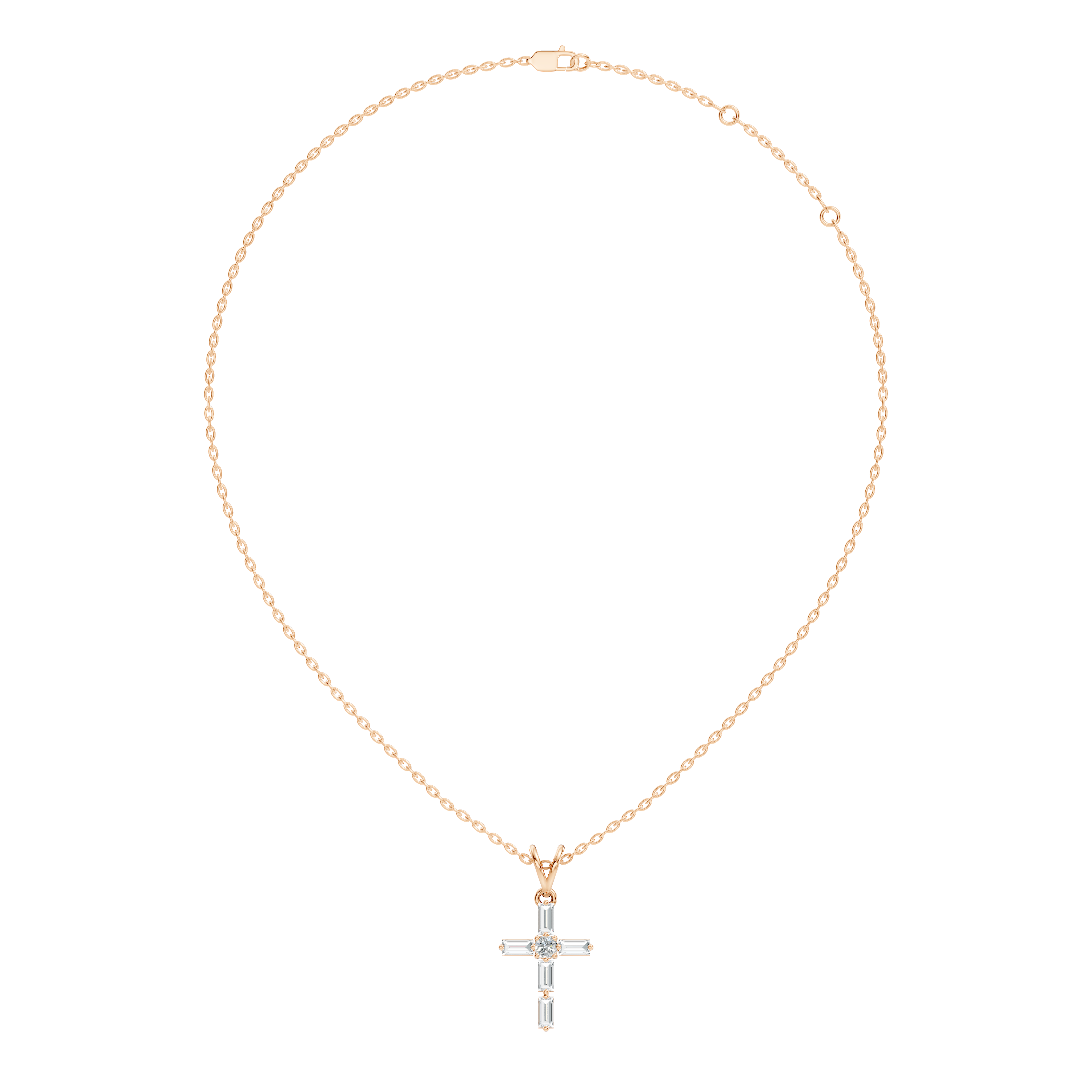 Gold Cluster Setting Baguette Lab Grown Diamond Aevinl Pendant