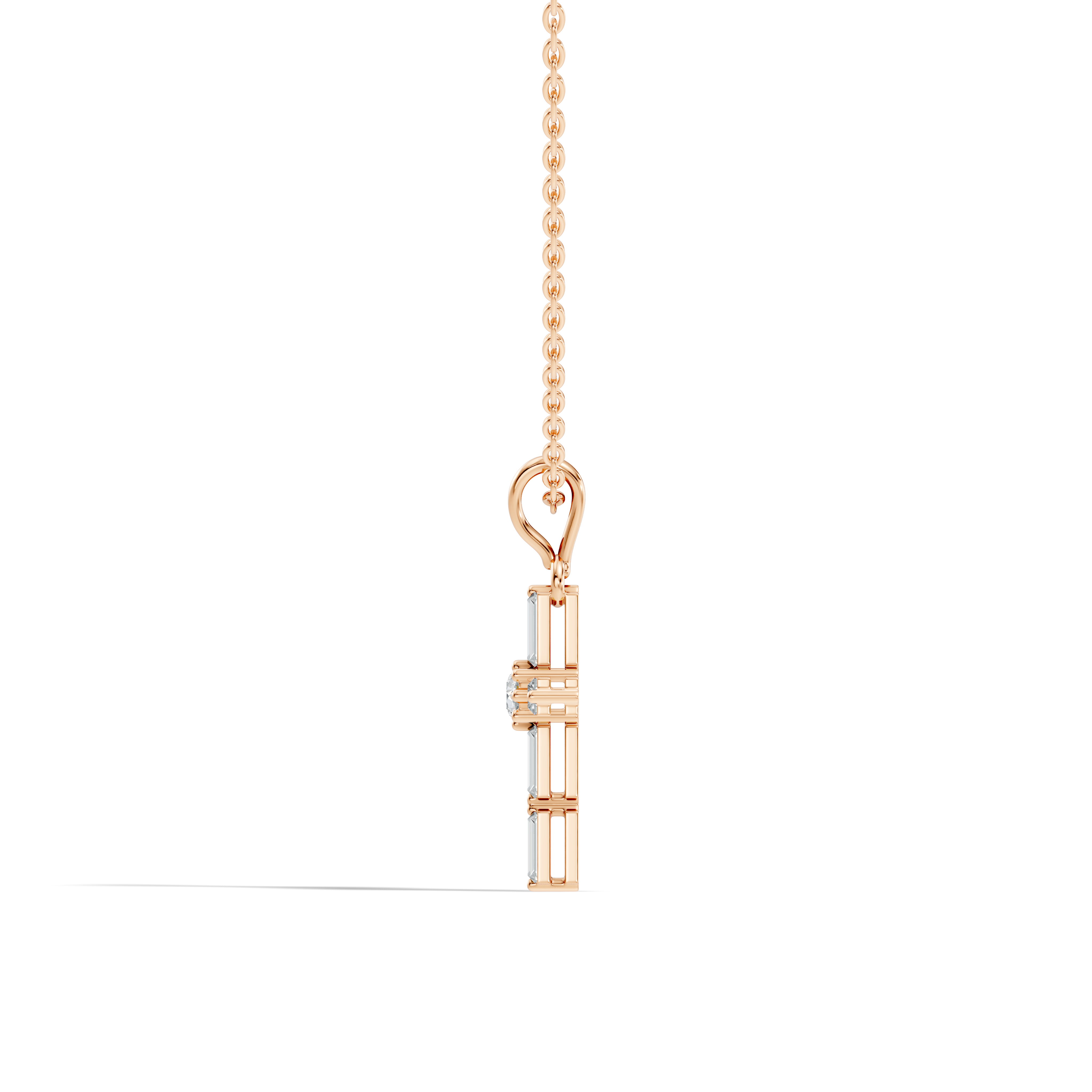 Gold Cluster Setting Baguette Lab Grown Diamond Aevinl Pendant