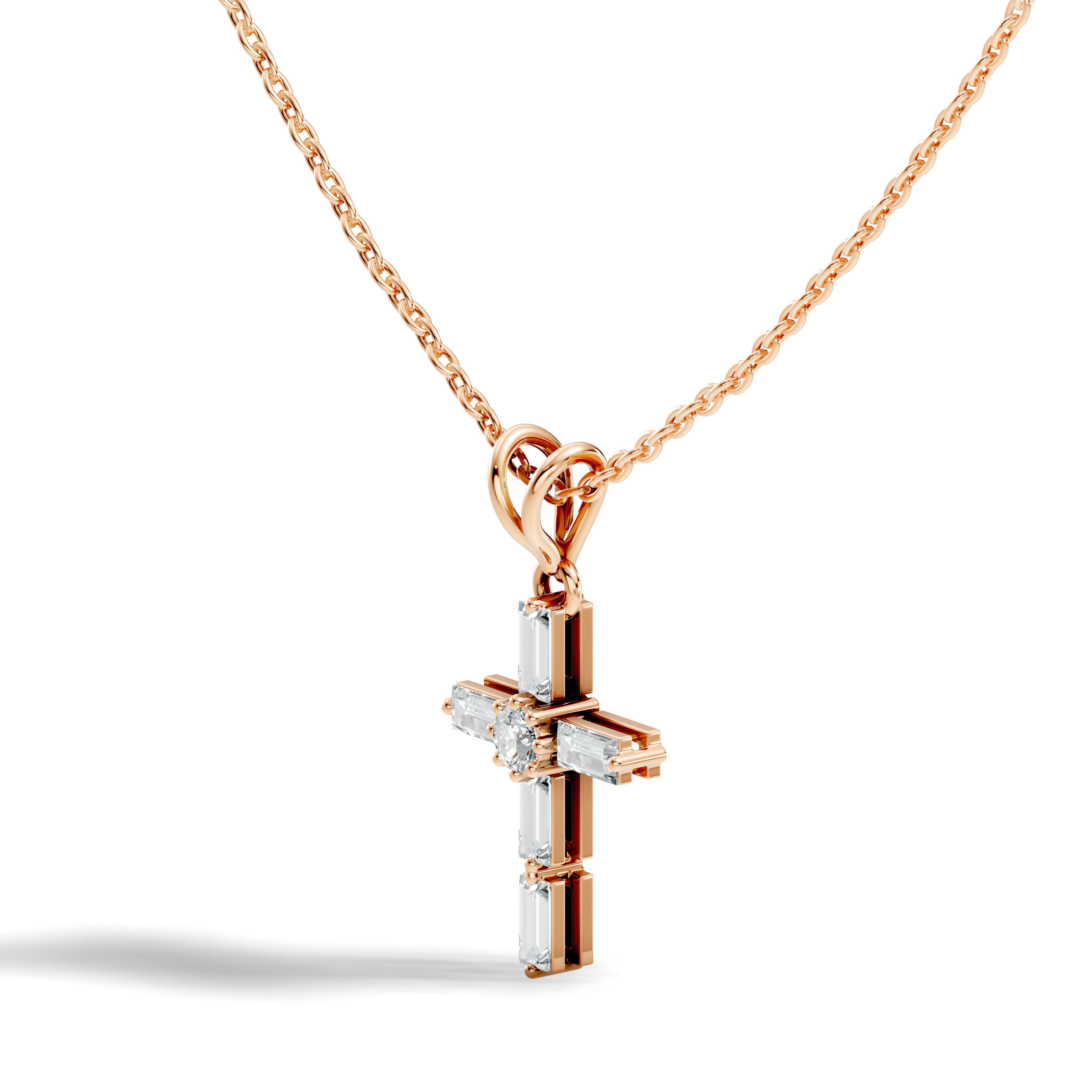 Gold Cluster Setting Baguette Lab Grown Diamond Aevinl Pendant