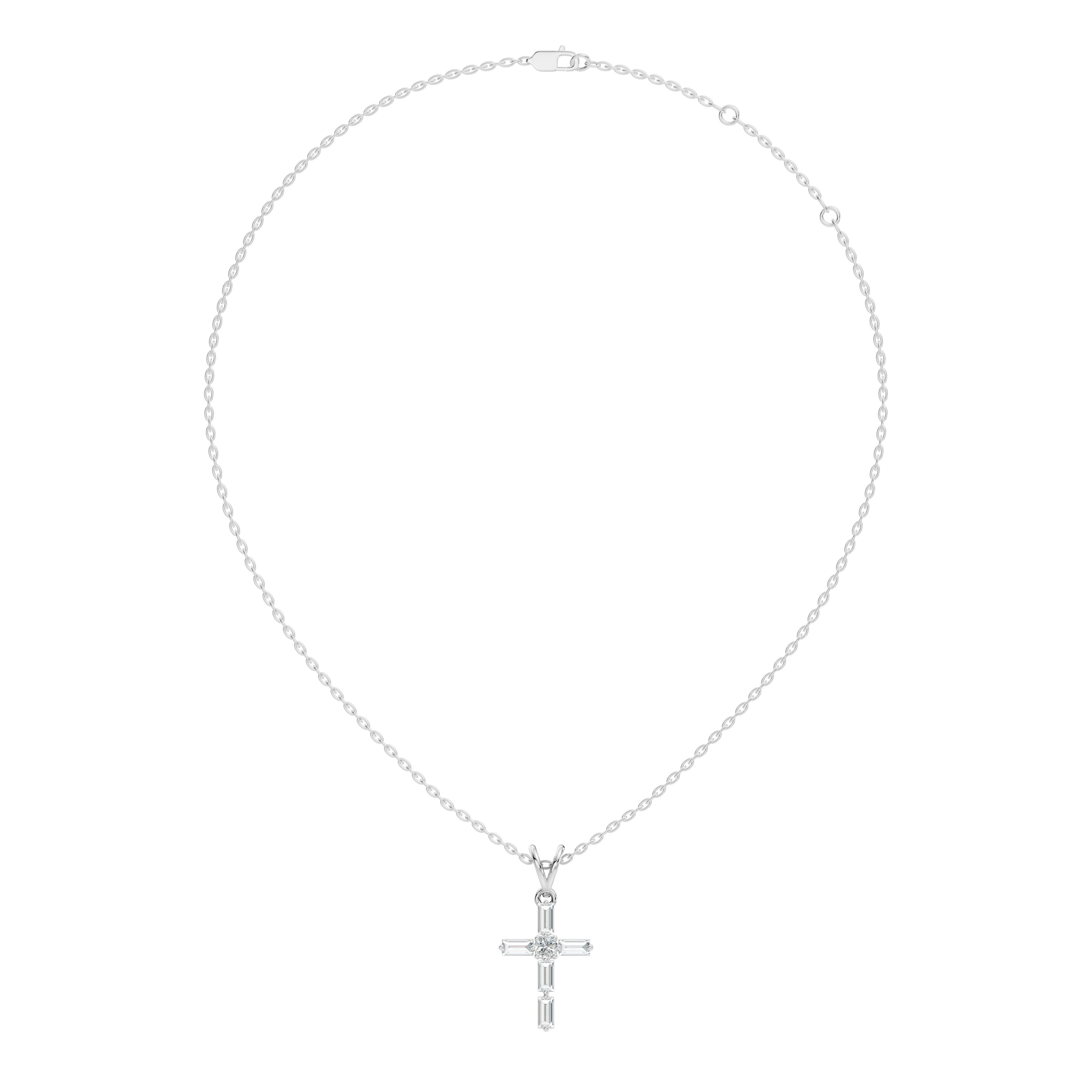 Gold Cluster Setting Baguette Lab Grown Diamond Aevinl Pendant