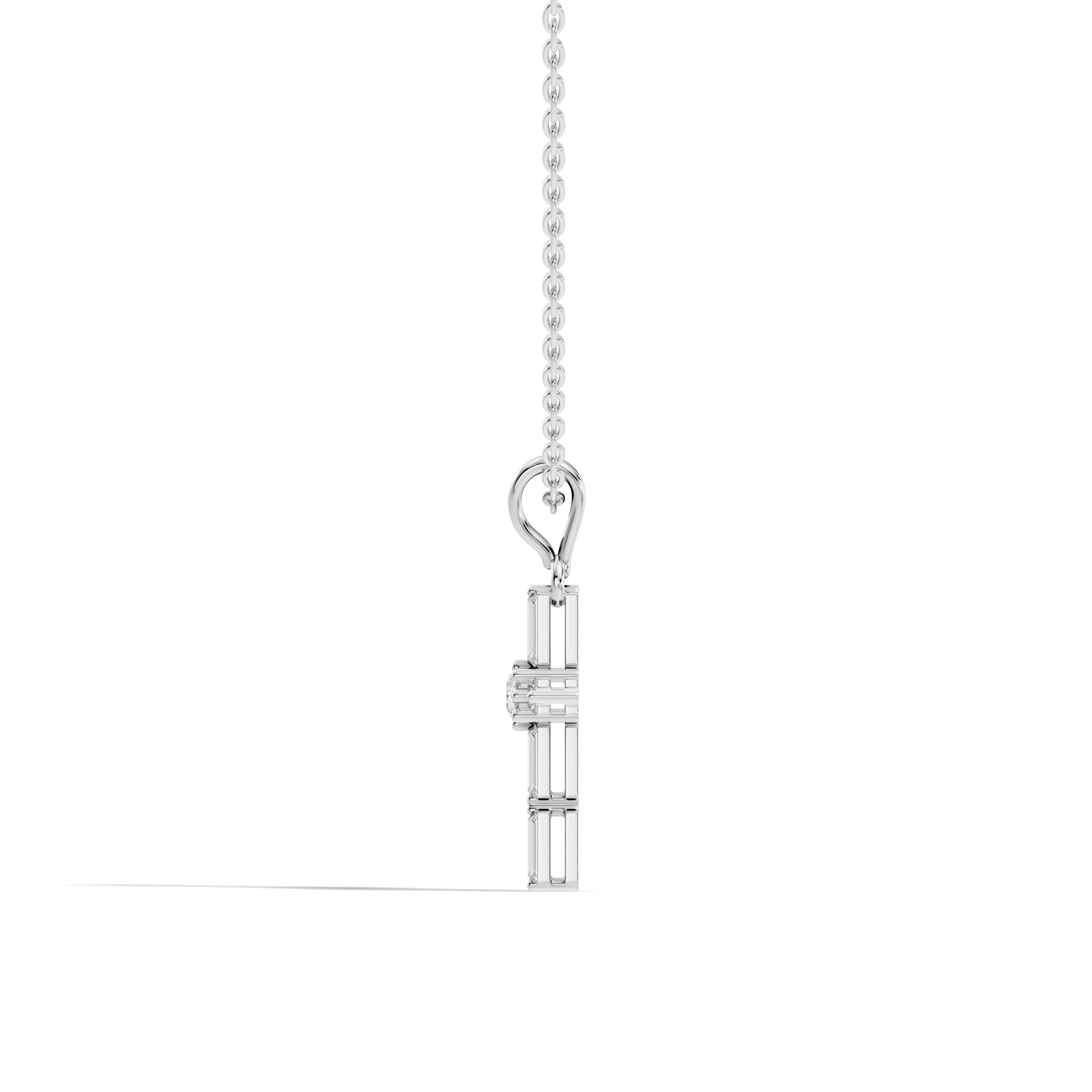 Gold Cluster Setting Baguette Lab Grown Diamond Aevinl Pendant