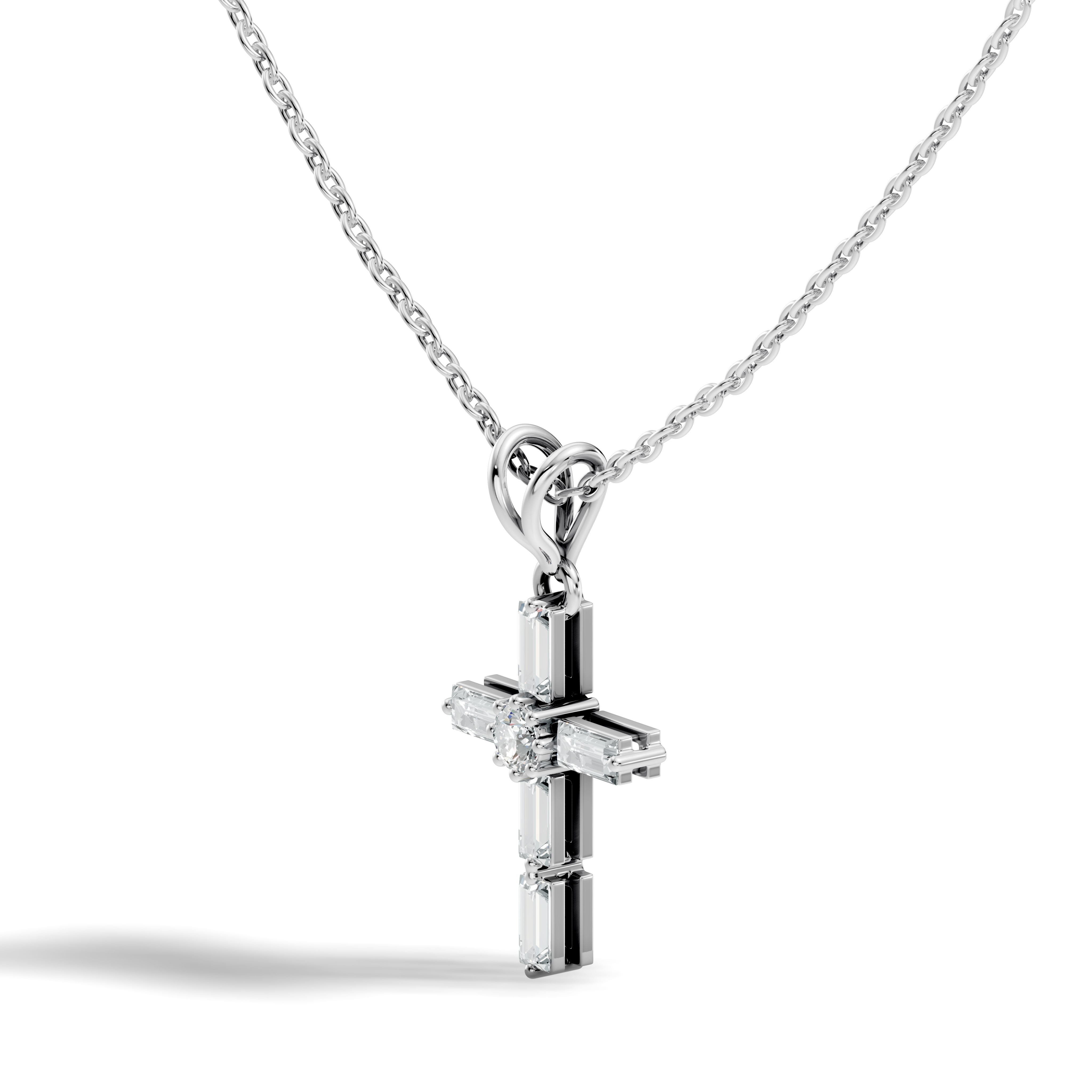 Gold Cluster Setting Baguette Lab Grown Diamond Aevinl Pendant