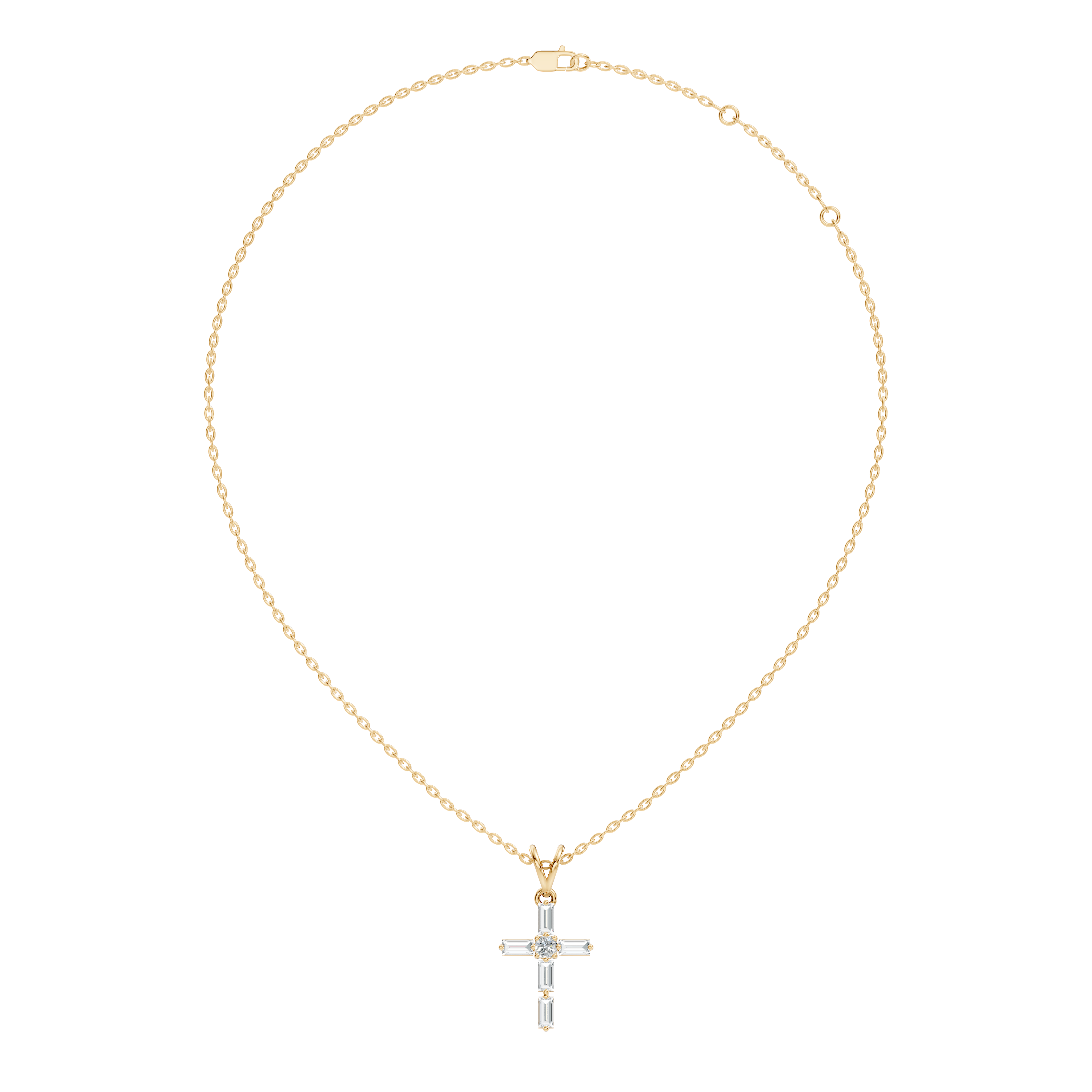 Gold Cluster Setting Baguette Lab Grown Diamond Aevinl Pendant