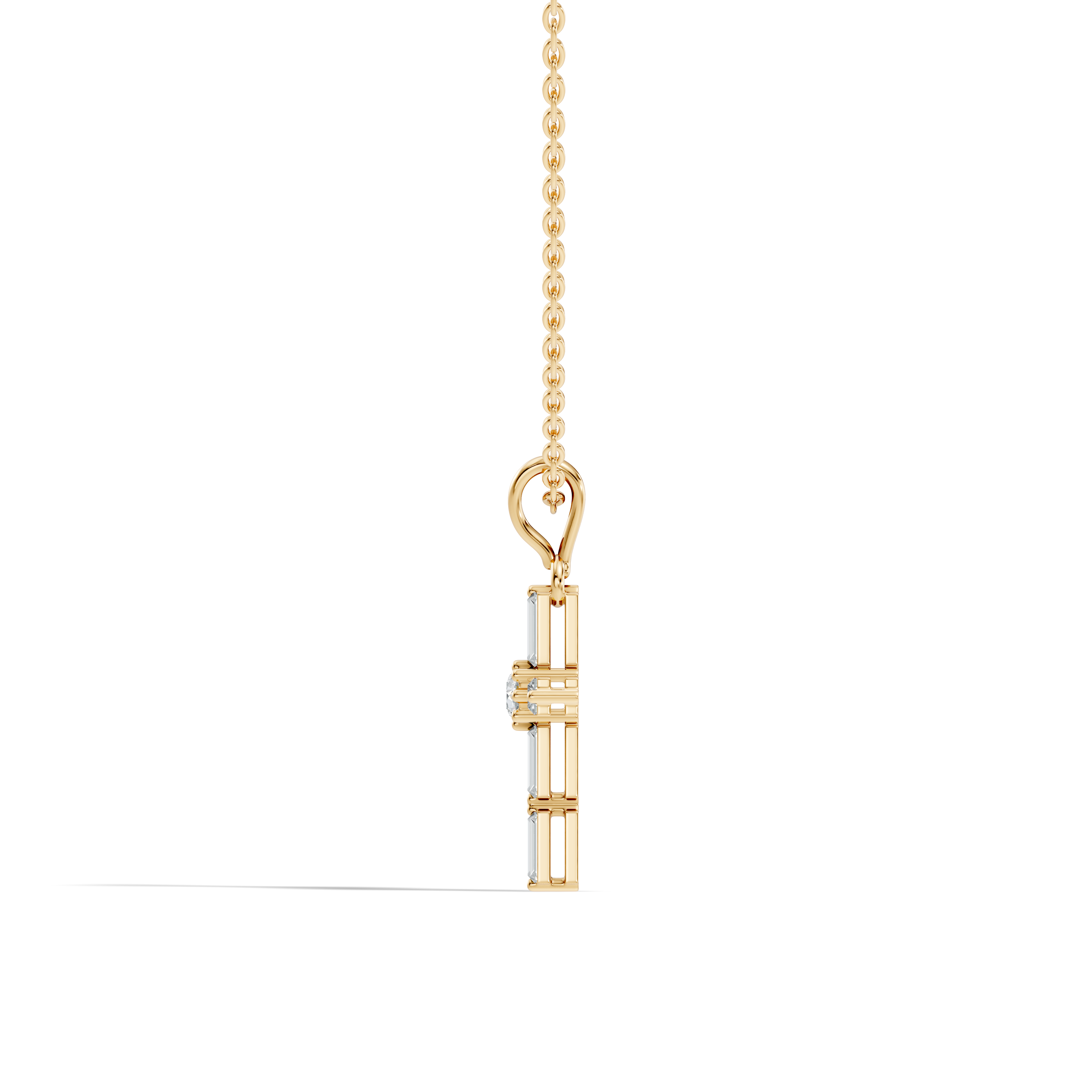 Gold Cluster Setting Baguette Lab Grown Diamond Aevinl Pendant