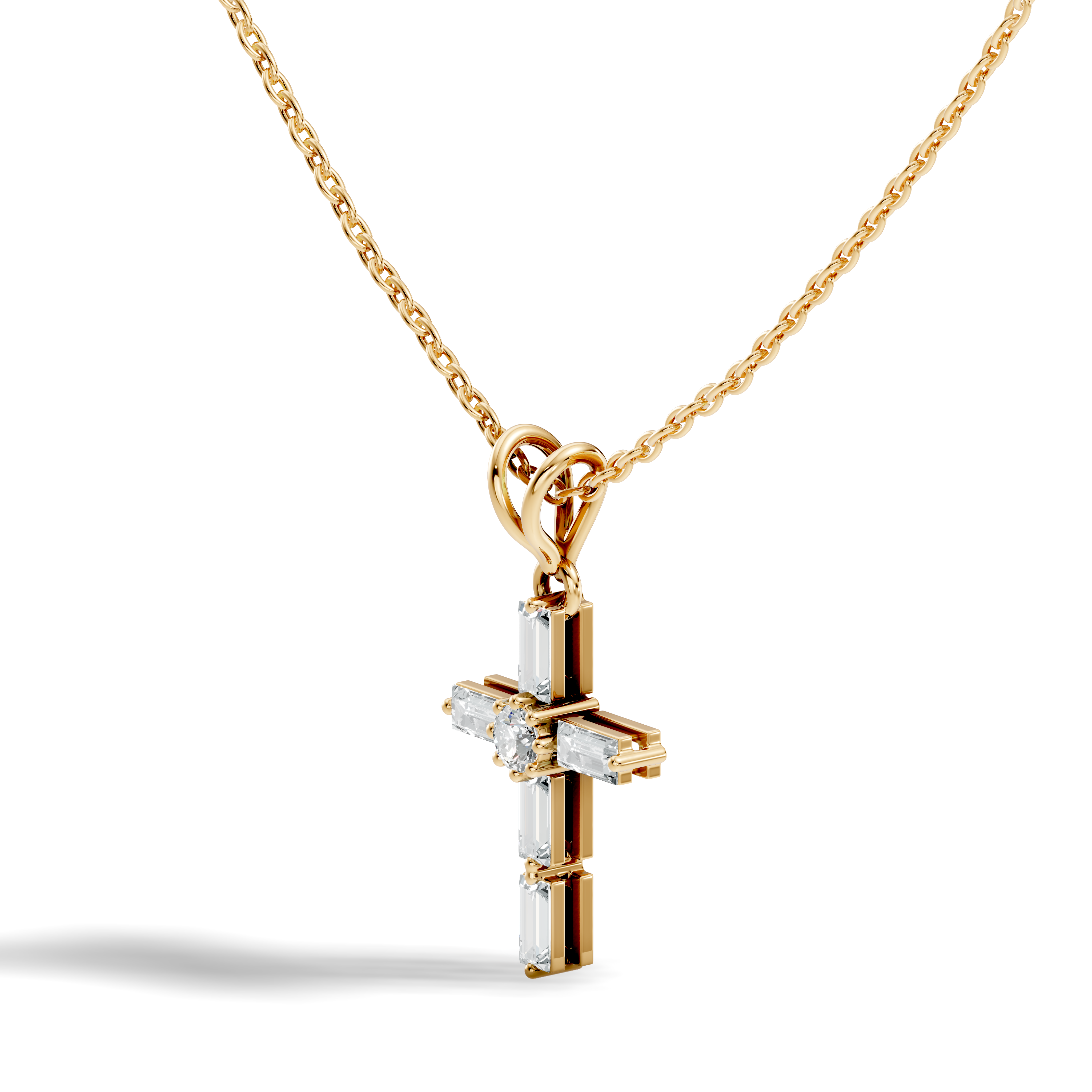 Gold Cluster Setting Baguette Lab Grown Diamond Aevinl Pendant