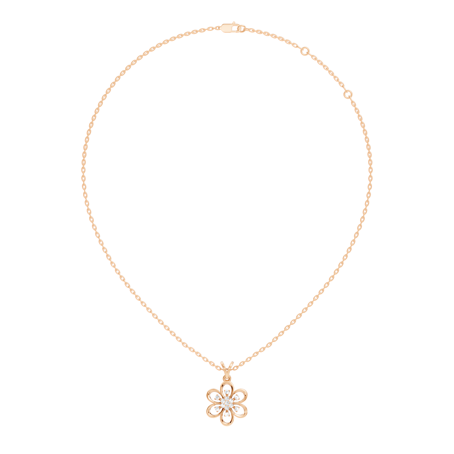 Gold Floral Openwork Round Lab Grown Diamond Nixra Pendant