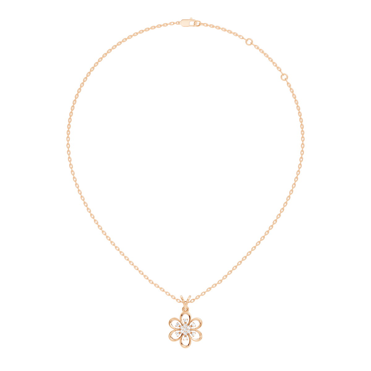 Gold Floral Openwork Round Lab Grown Diamond Nixra Pendant
