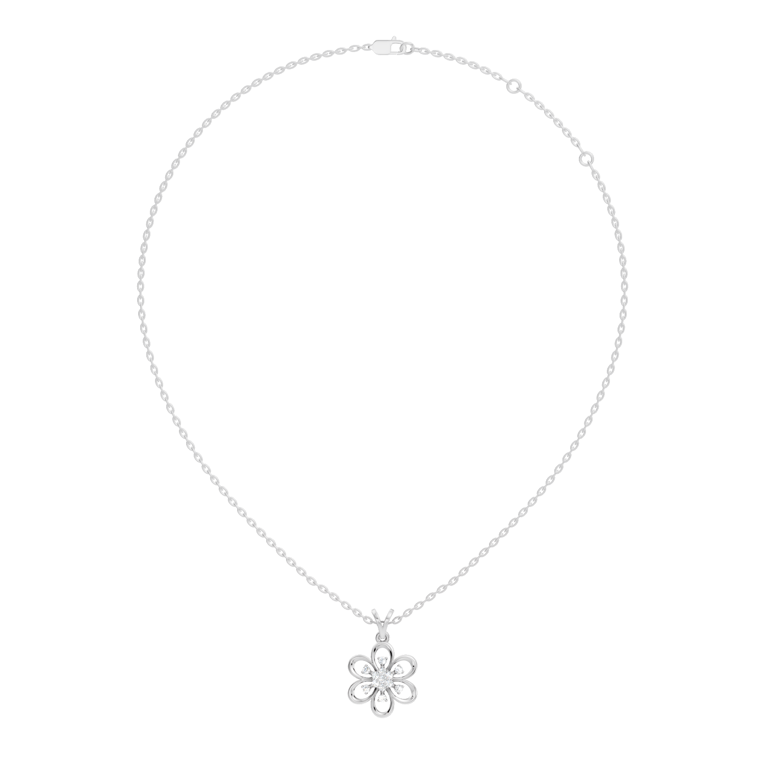 Gold Floral Openwork Round Lab Grown Diamond Nixra Pendant