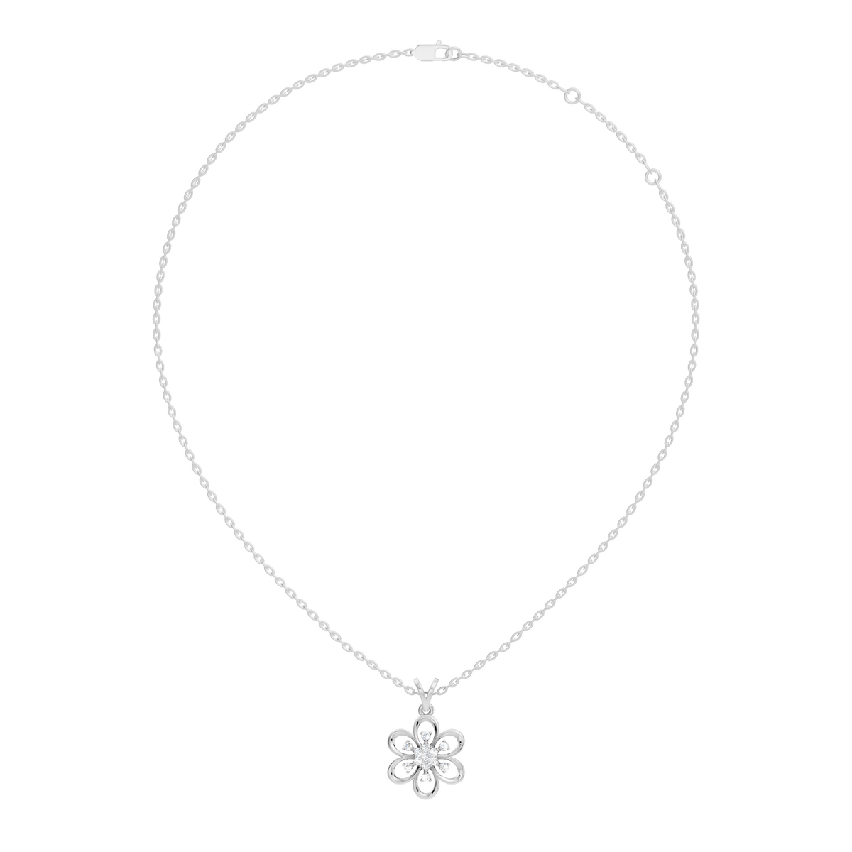 Gold Floral Openwork Round Lab Grown Diamond Nixra Pendant