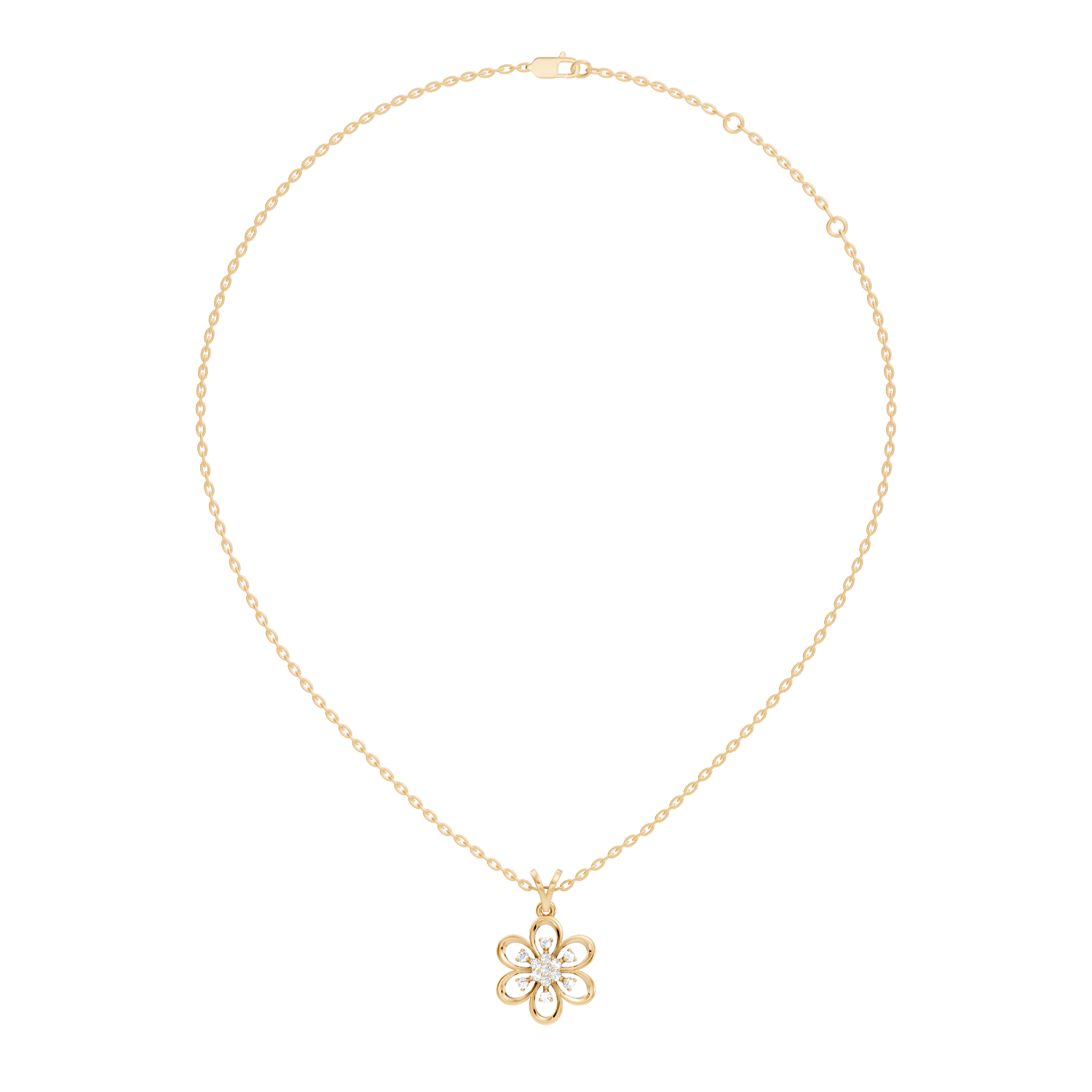 Gold Floral Openwork Round Lab Grown Diamond Nixra Pendant