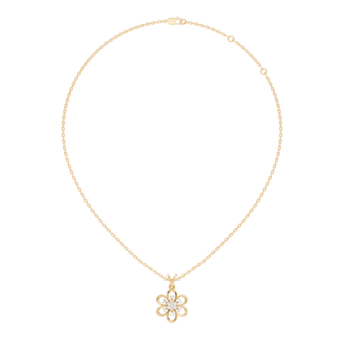 Gold Floral Openwork Round Lab Grown Diamond Nixra Pendant