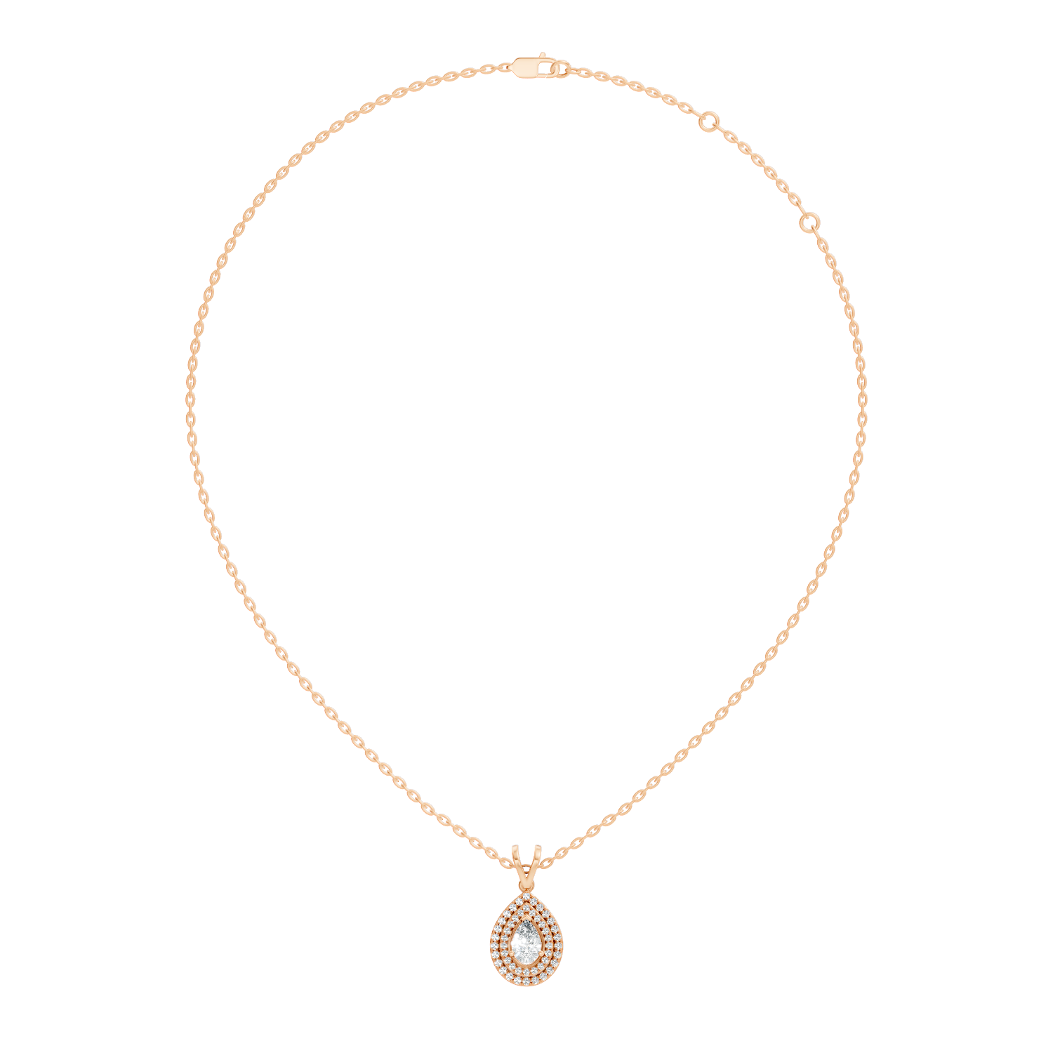 Gold Double Halo Pear Lab Grown Diamond Lyxen Pendant