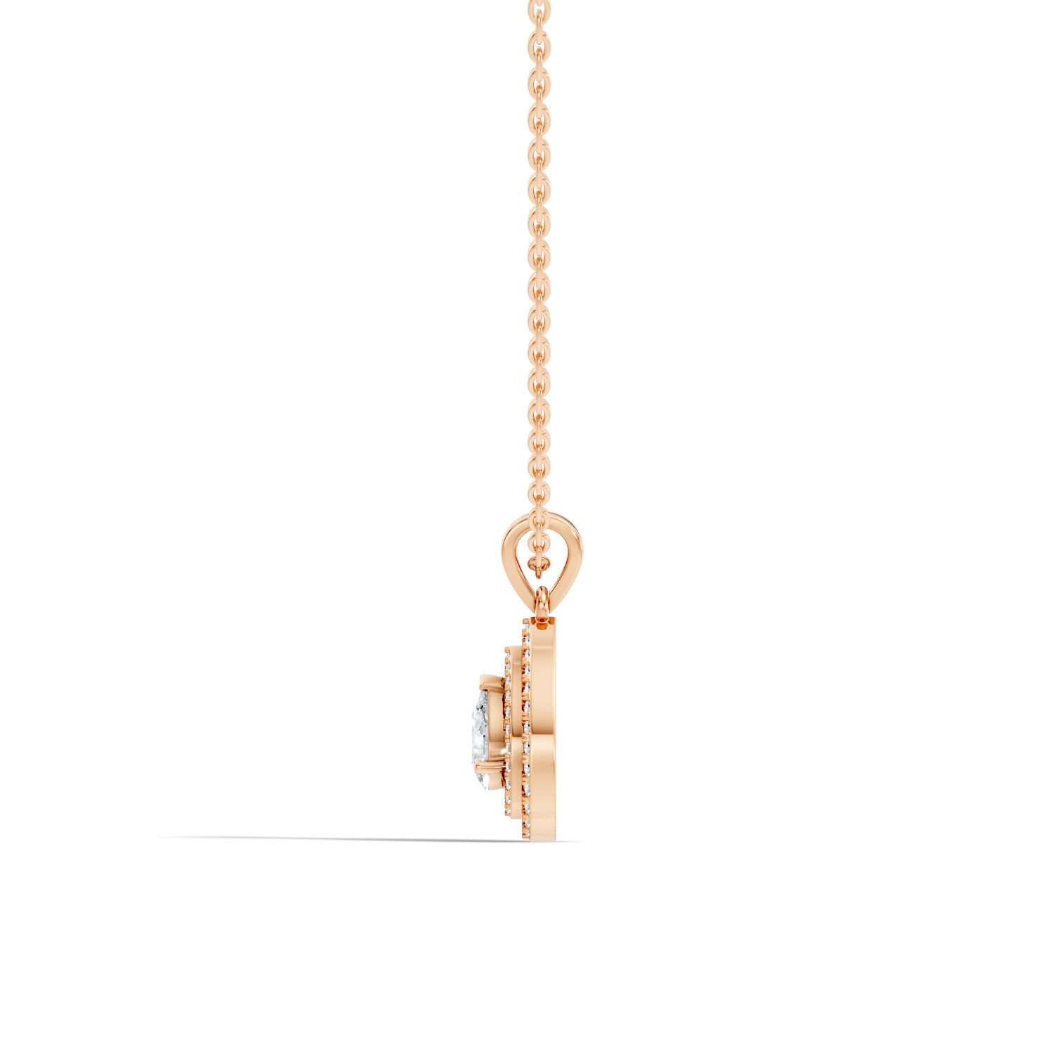 Gold Double Halo Pear Lab Grown Diamond Lyxen Pendant