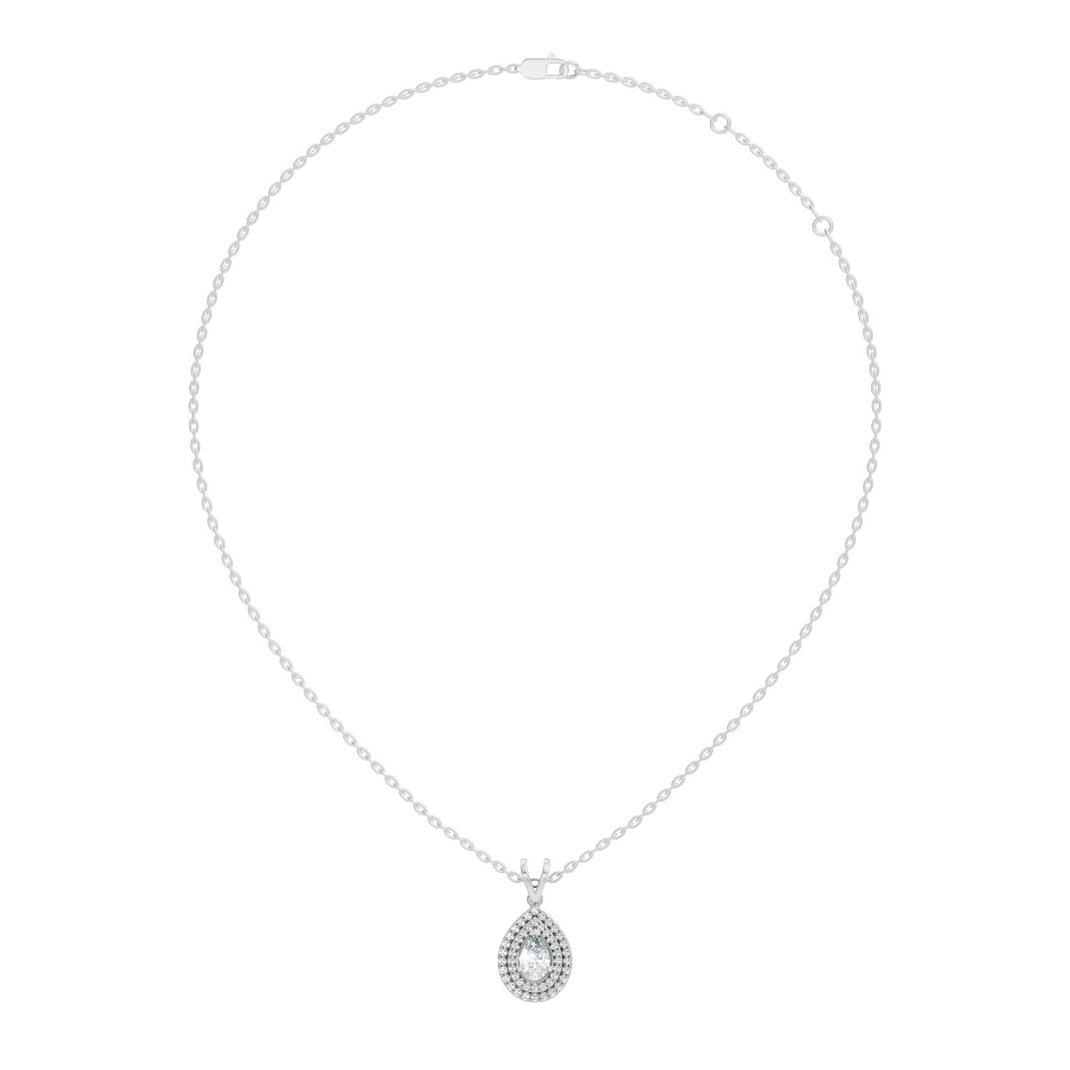 Gold Double Halo Pear Lab Grown Diamond Lyxen Pendant