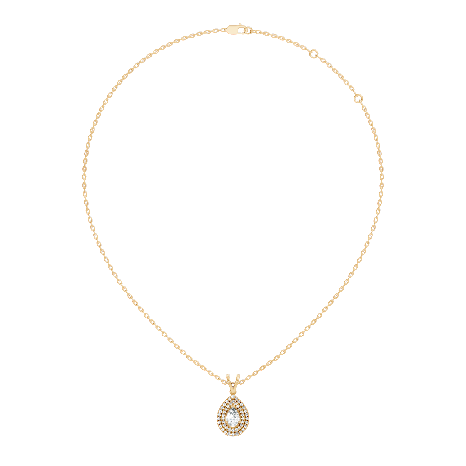 Gold Double Halo Pear Lab Grown Diamond Lyxen Pendant