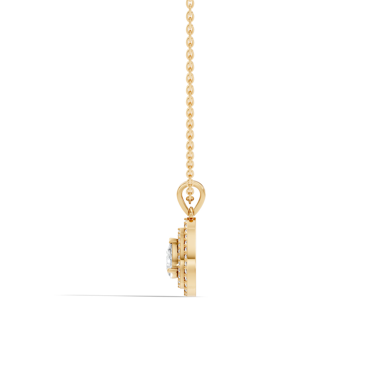 Gold Double Halo Pear Lab Grown Diamond Lyxen Pendant